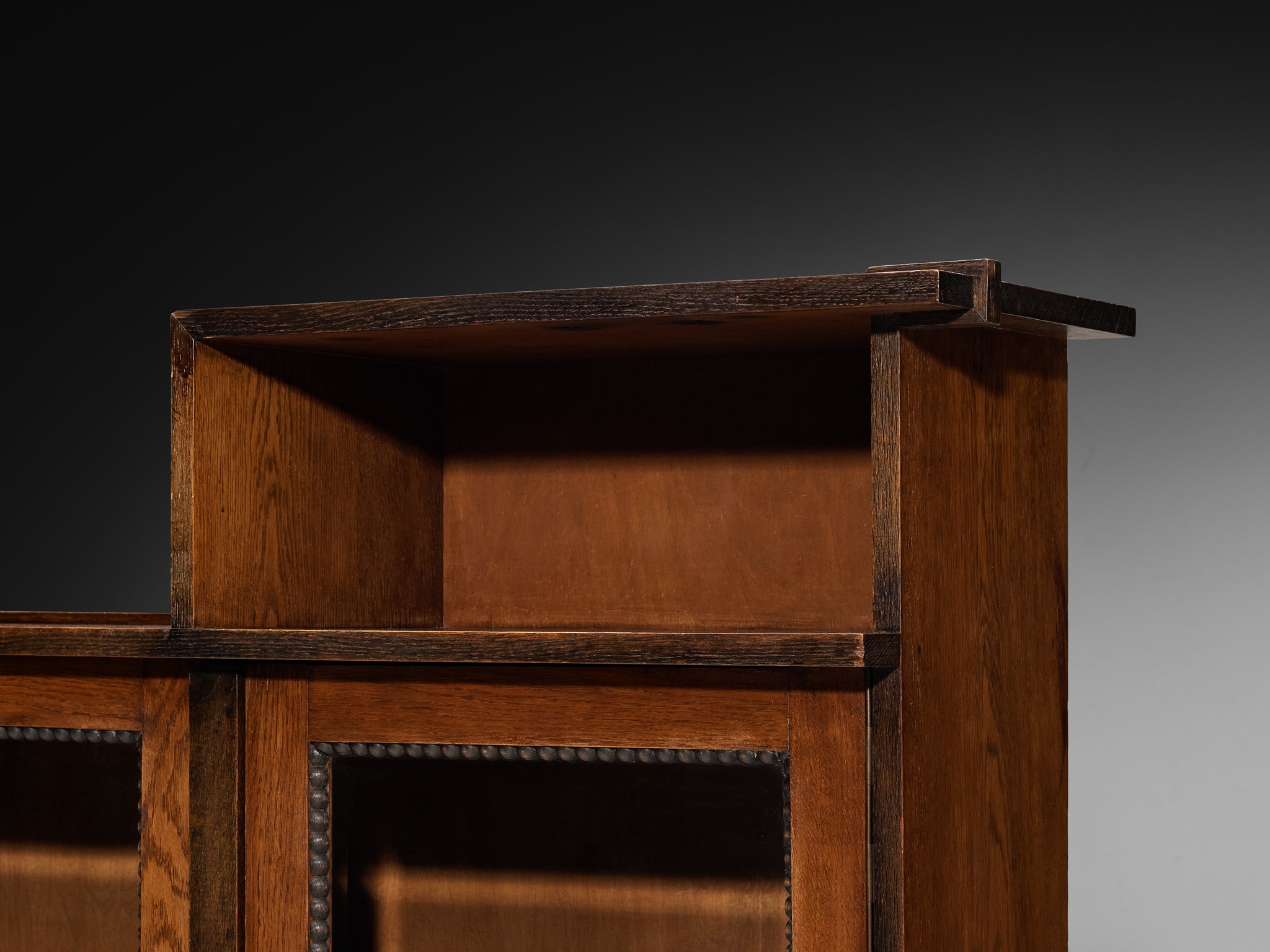 Dutch Art Deco Cabinet in Oak Glass and Brass Case pieces and storage cabinets Morentz