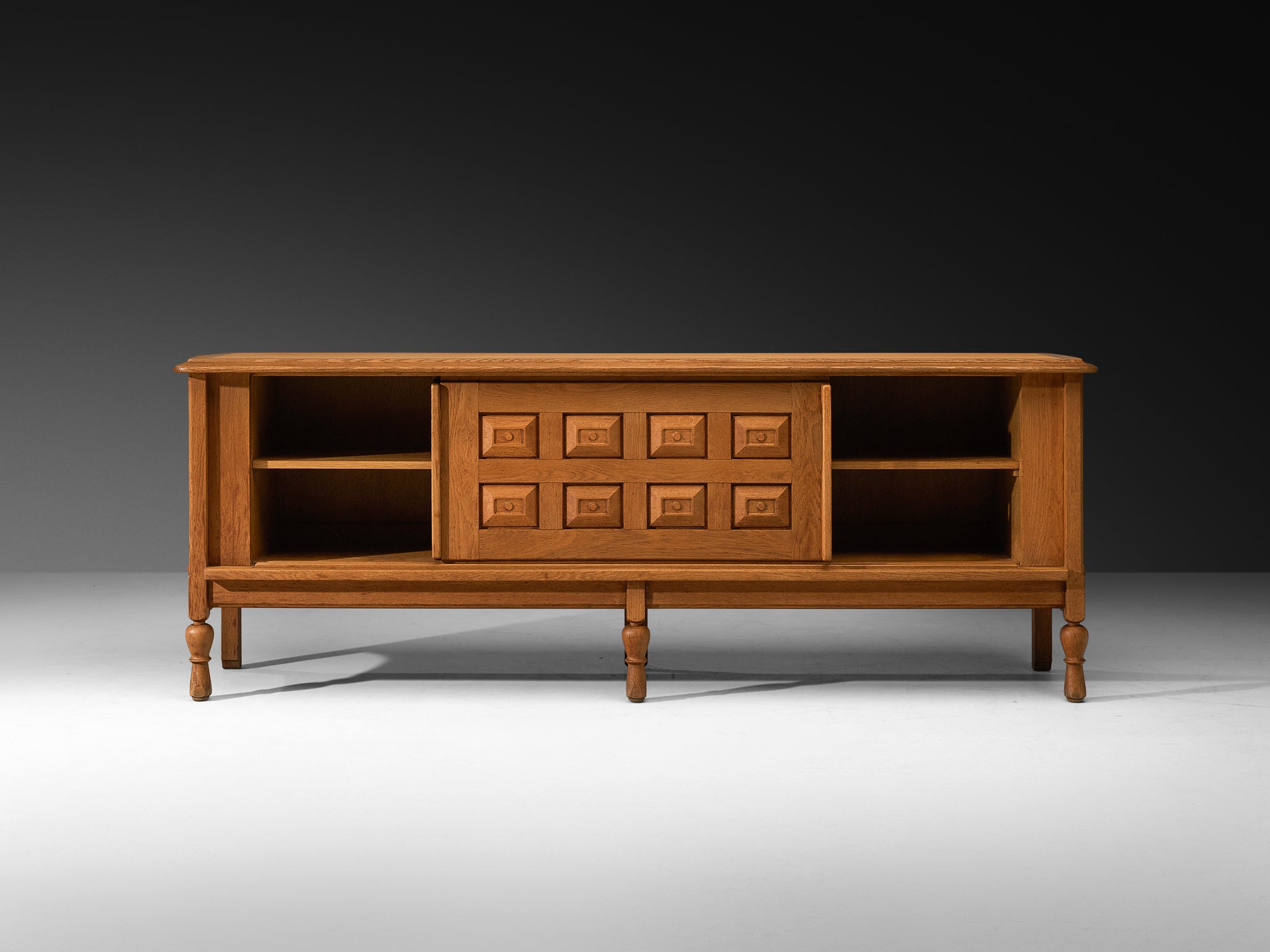Guillerme & Chambron Sideboard in Solid Oak and Brass Case pieces and storage cabinets Morentz