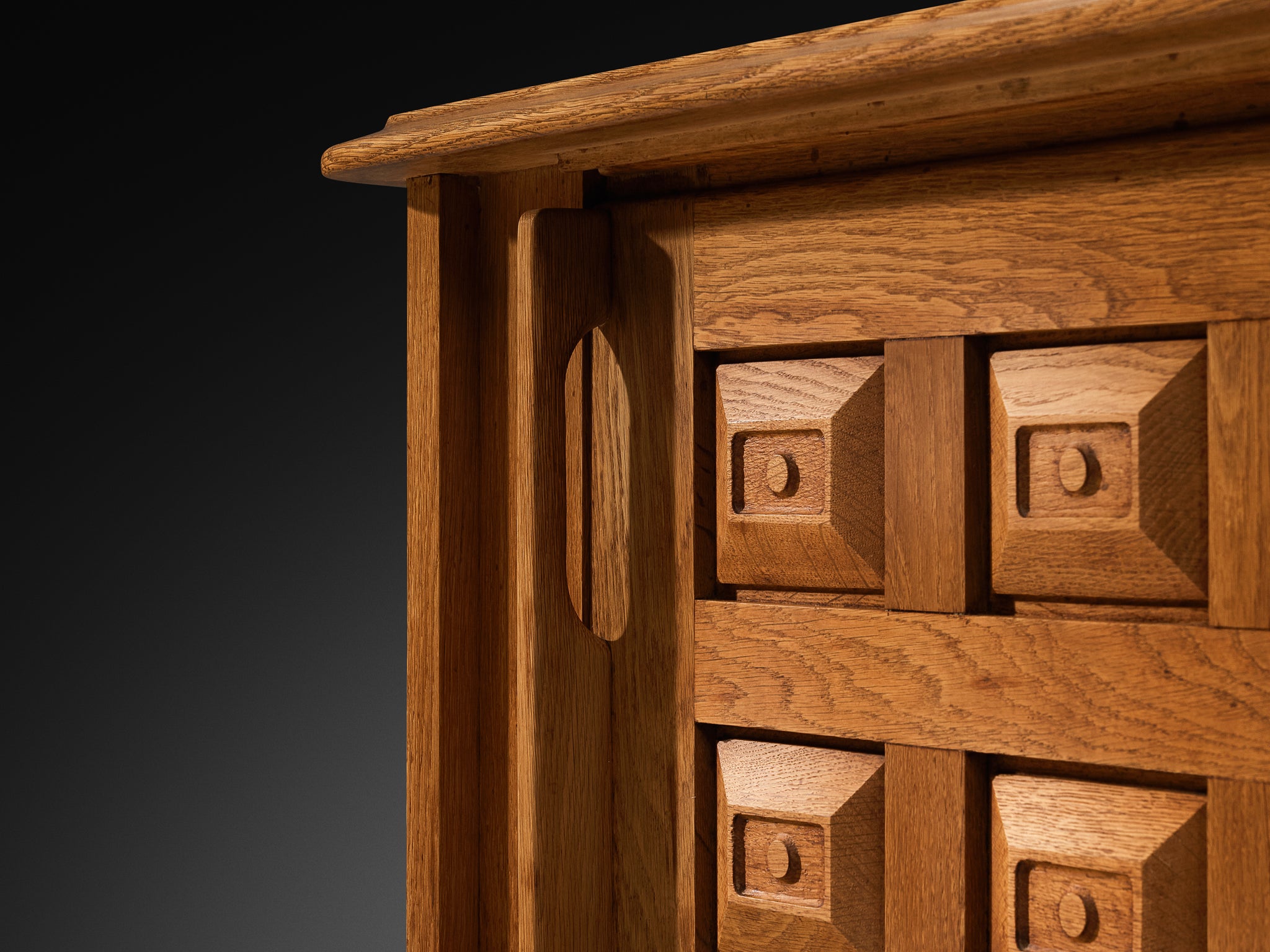 Guillerme & Chambron Sideboard in Solid Oak and Brass Case pieces and storage cabinets Morentz