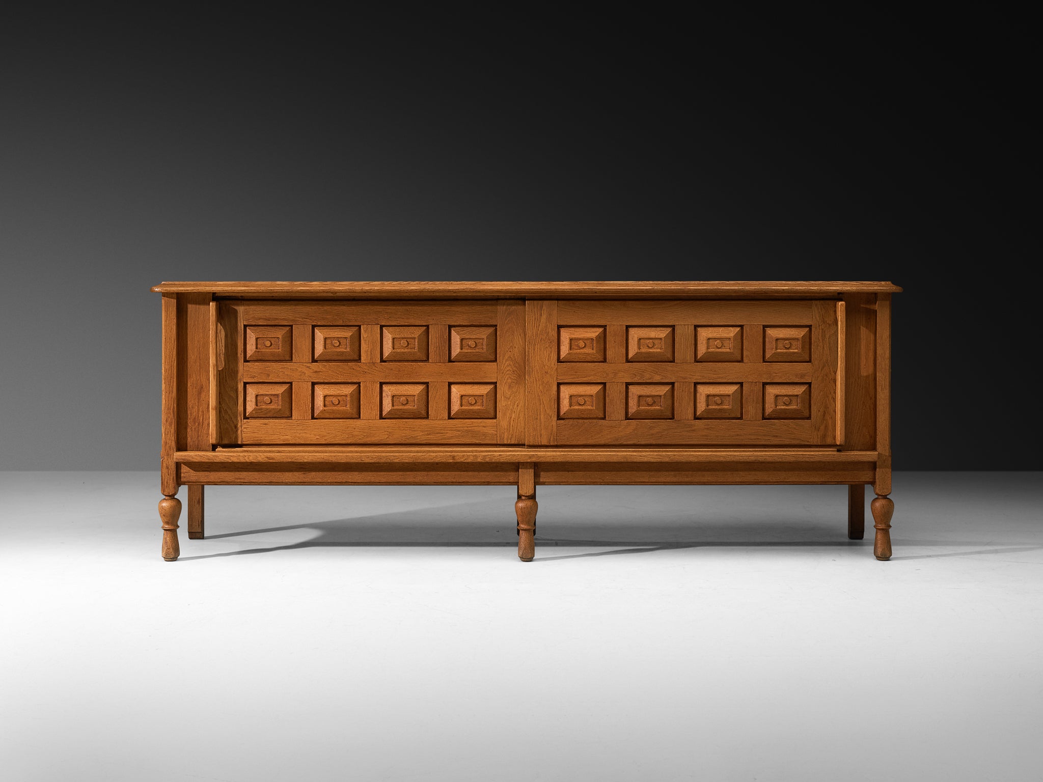 Guillerme & Chambron Sideboard in Solid Oak and Brass Case pieces and storage cabinets Morentz