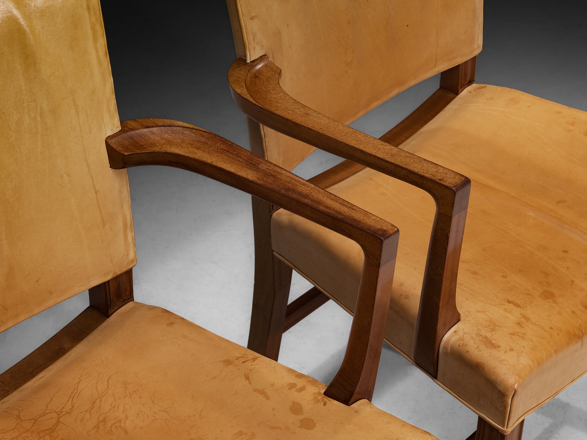 Kaare Klint for Rud. Rasmussens Snedkerier Set of Four '3758A' Armchairs in Mahogany and Leather Seating Morentz