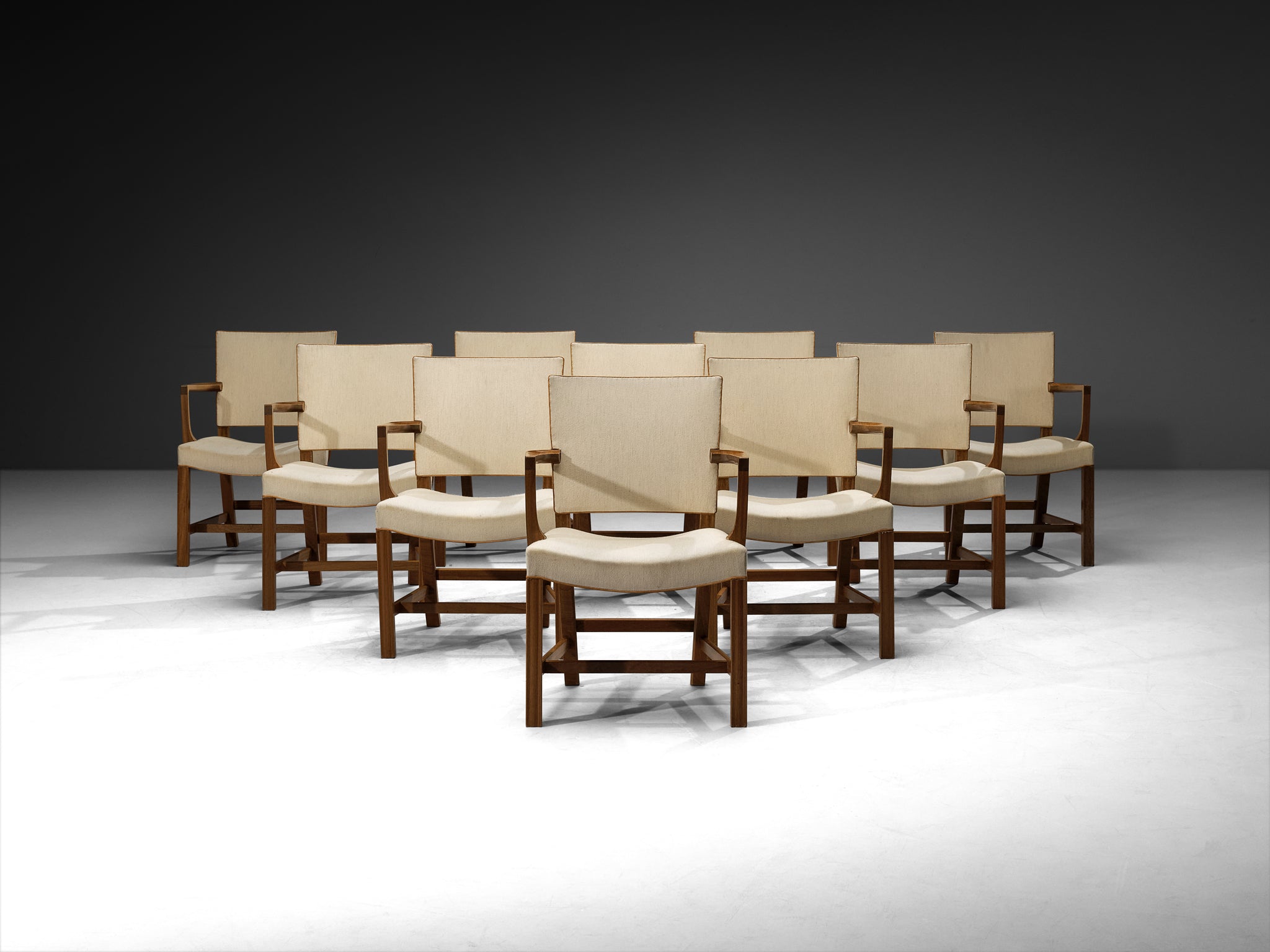 Kaare Klint for Rud. Rasmussens Snedkerier Set of Ten '3758A' Armchairs in Mahogany Seating Morentz