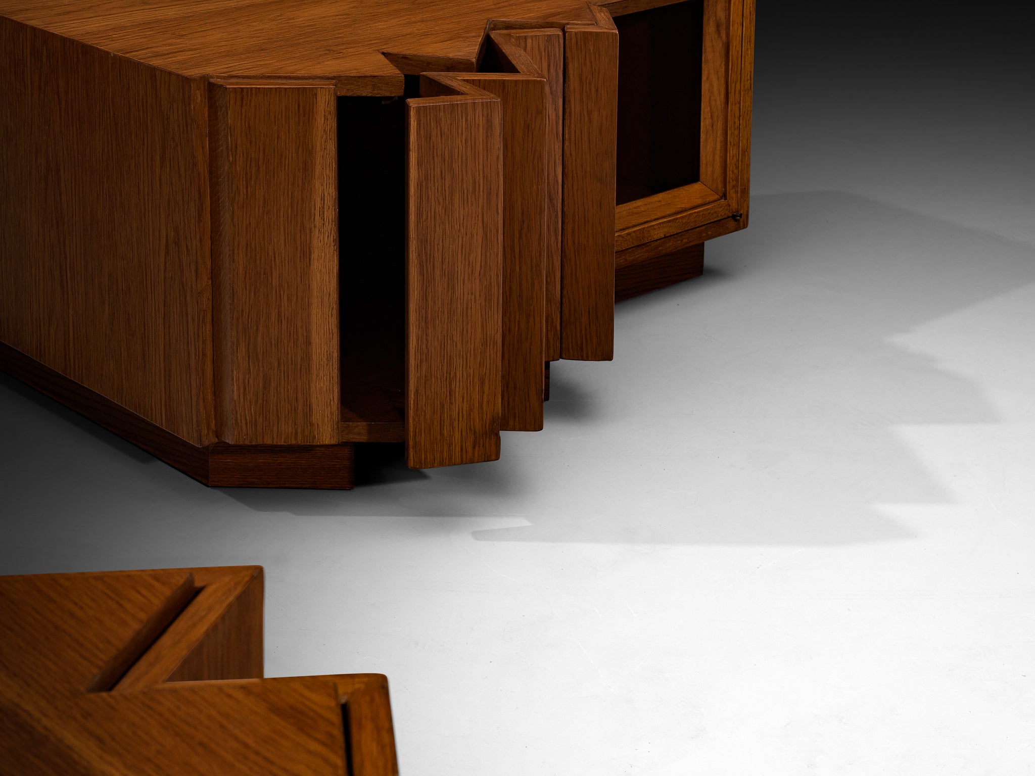 Giuseppe Rivadossi for Officina Rivadossi Sculptural Pair of Nightstands in Oak More Furniture and Collectibles Morentz