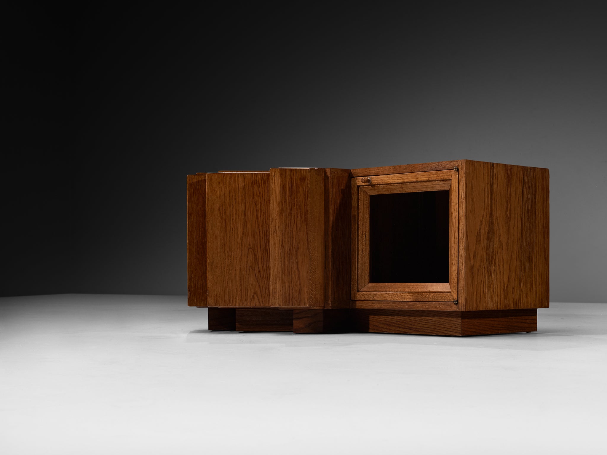 Giuseppe Rivadossi for Officina Rivadossi Sculptural Pair of Nightstands in Oak More Furniture and Collectibles Morentz