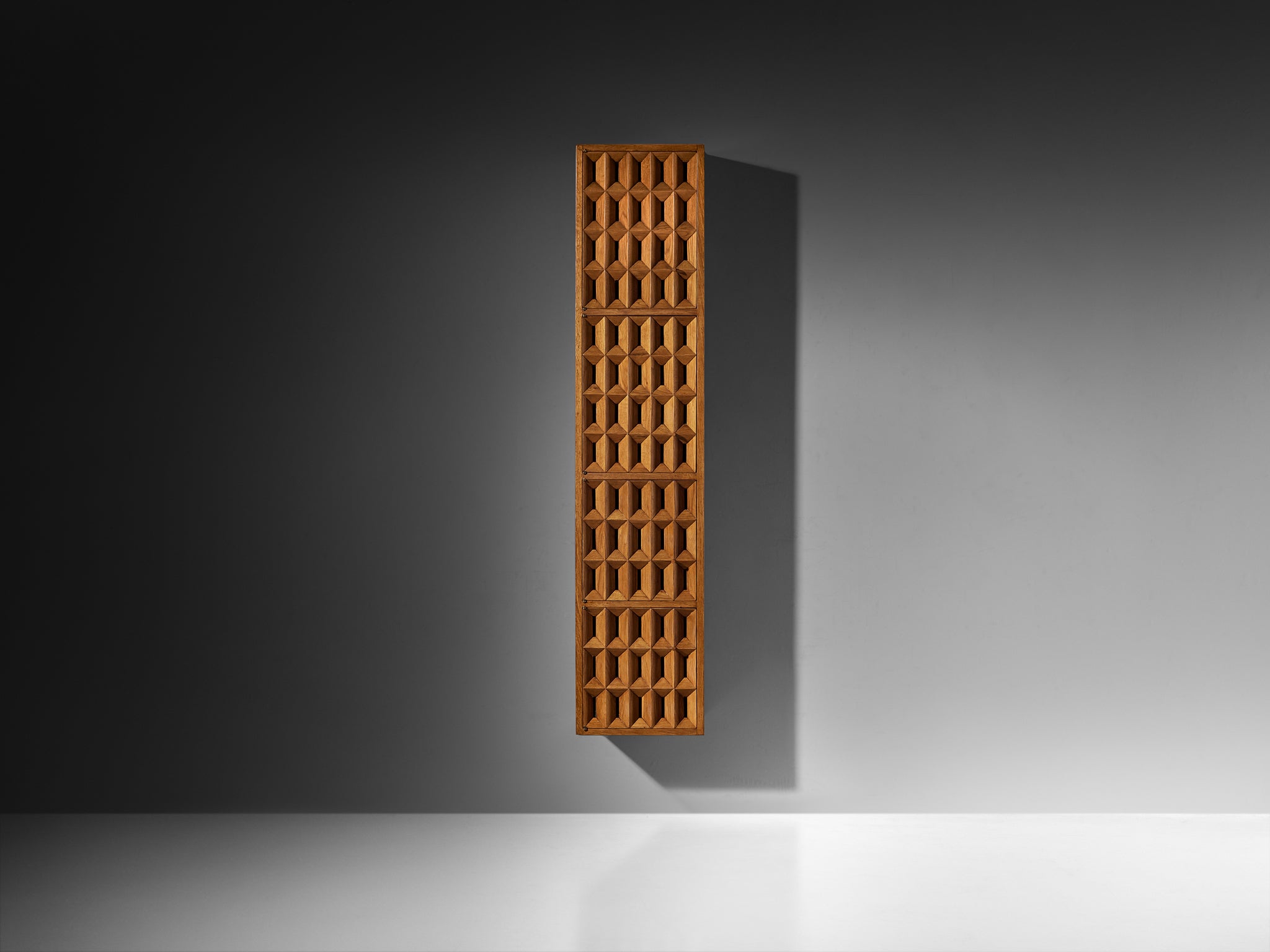 Giuseppe Rivadossi for Officina Rivadossi Grid Wall Cabinet in Oak Case pieces and storage cabinets Morentz