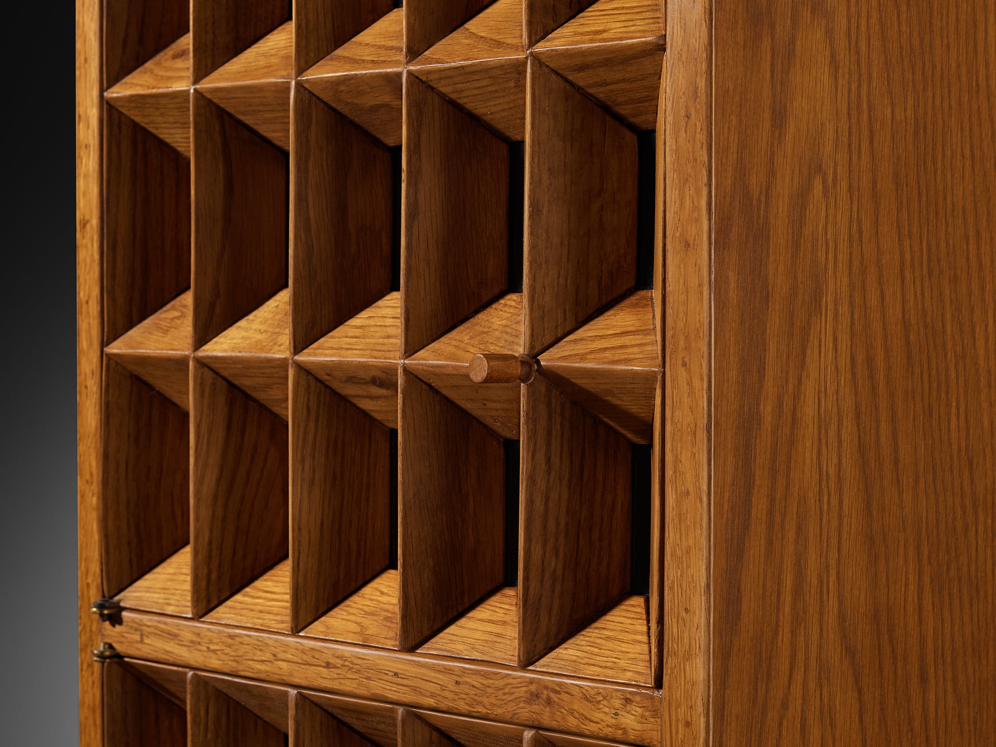 Giuseppe Rivadossi for Officina Rivadossi Grid Wall Cabinet in Oak Case pieces and storage cabinets Morentz