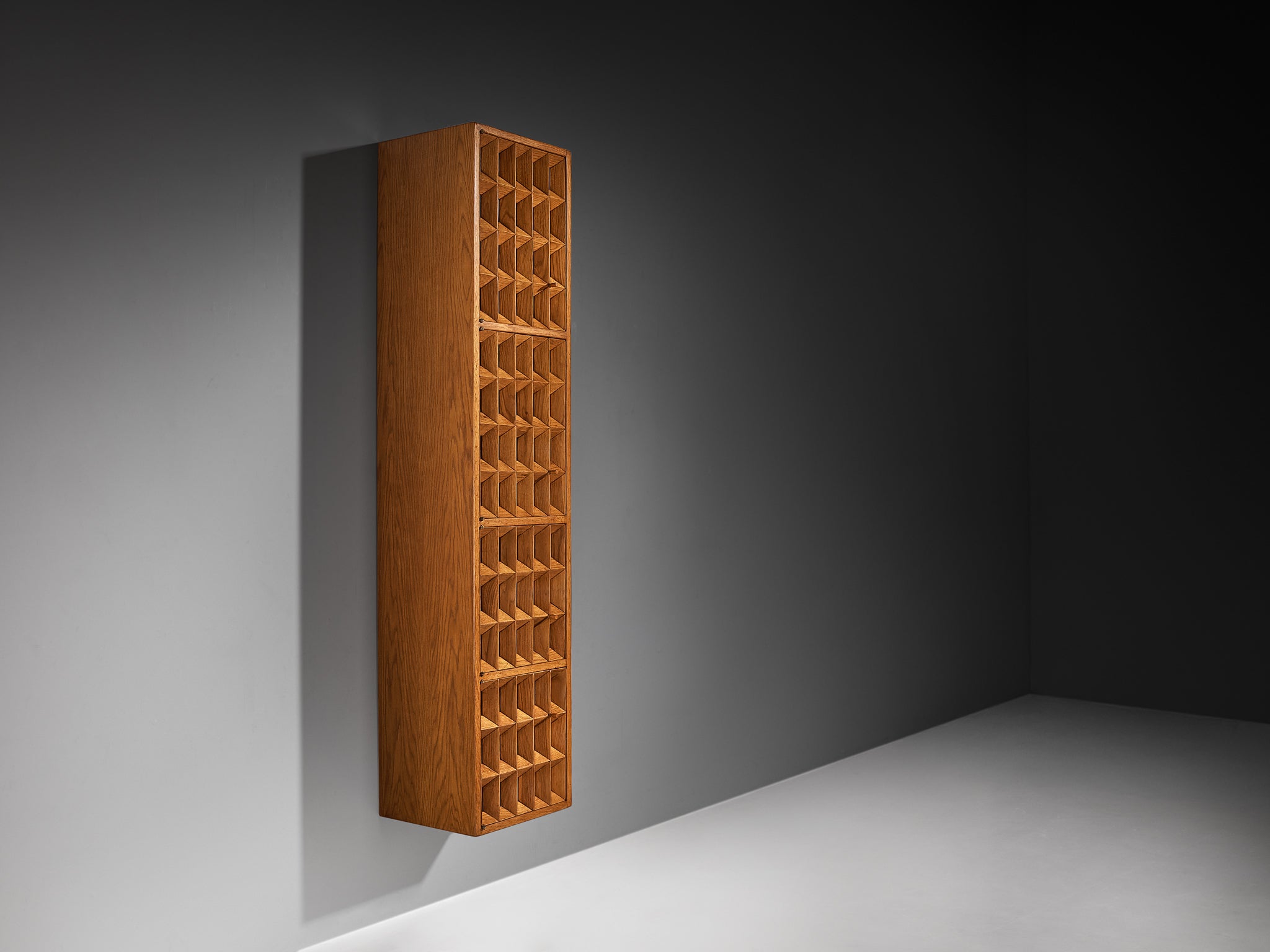 Giuseppe Rivadossi for Officina Rivadossi Grid Wall Cabinet in Oak Case pieces and storage cabinets Morentz