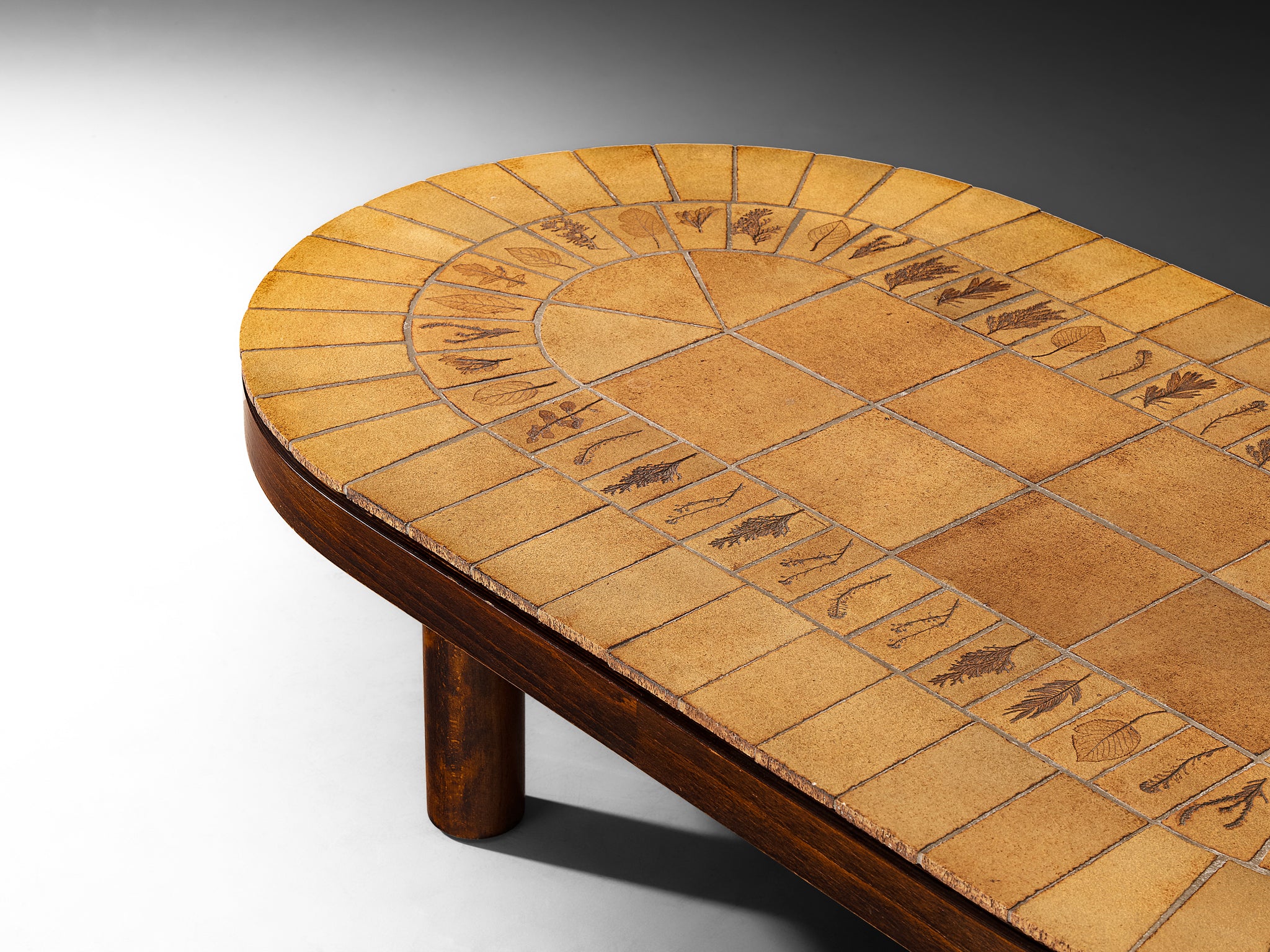 Roger Capron Oval Coffee Table in Ceramic and Wood Tables Morentz