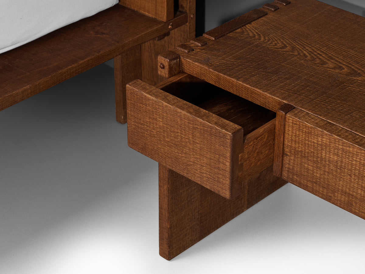 Giuseppe Rivadossi Double Bed with Matching Nightstands in Oak 140cm/55in More Furniture and Collectibles Morentz