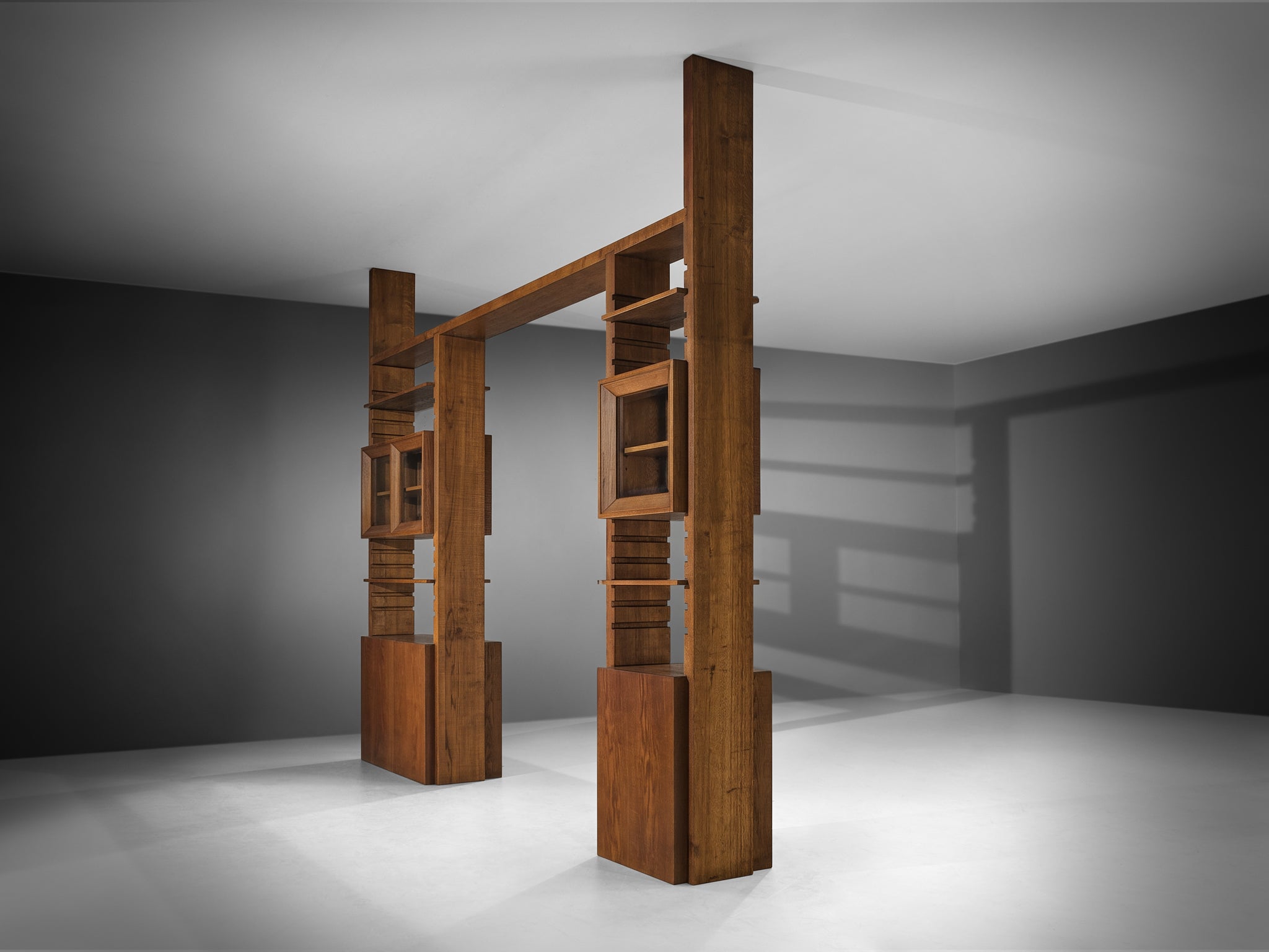 Free-Standing Double-Sided Bookcase and Room Divider in Oak by Giuseppe Rivadossi Case pieces and storage cabinets Morentz