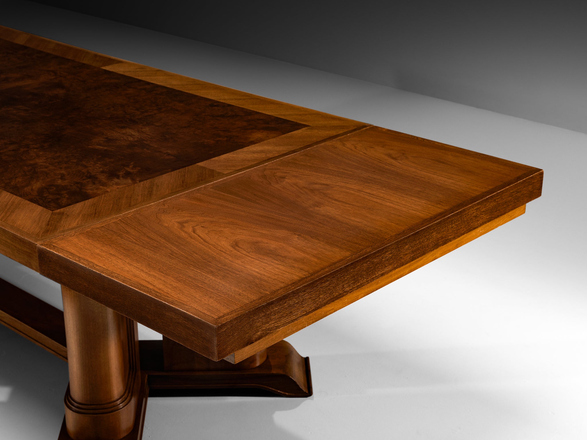 European Art Deco 1930s Dining Table in Walnut Burl Tables Morentz