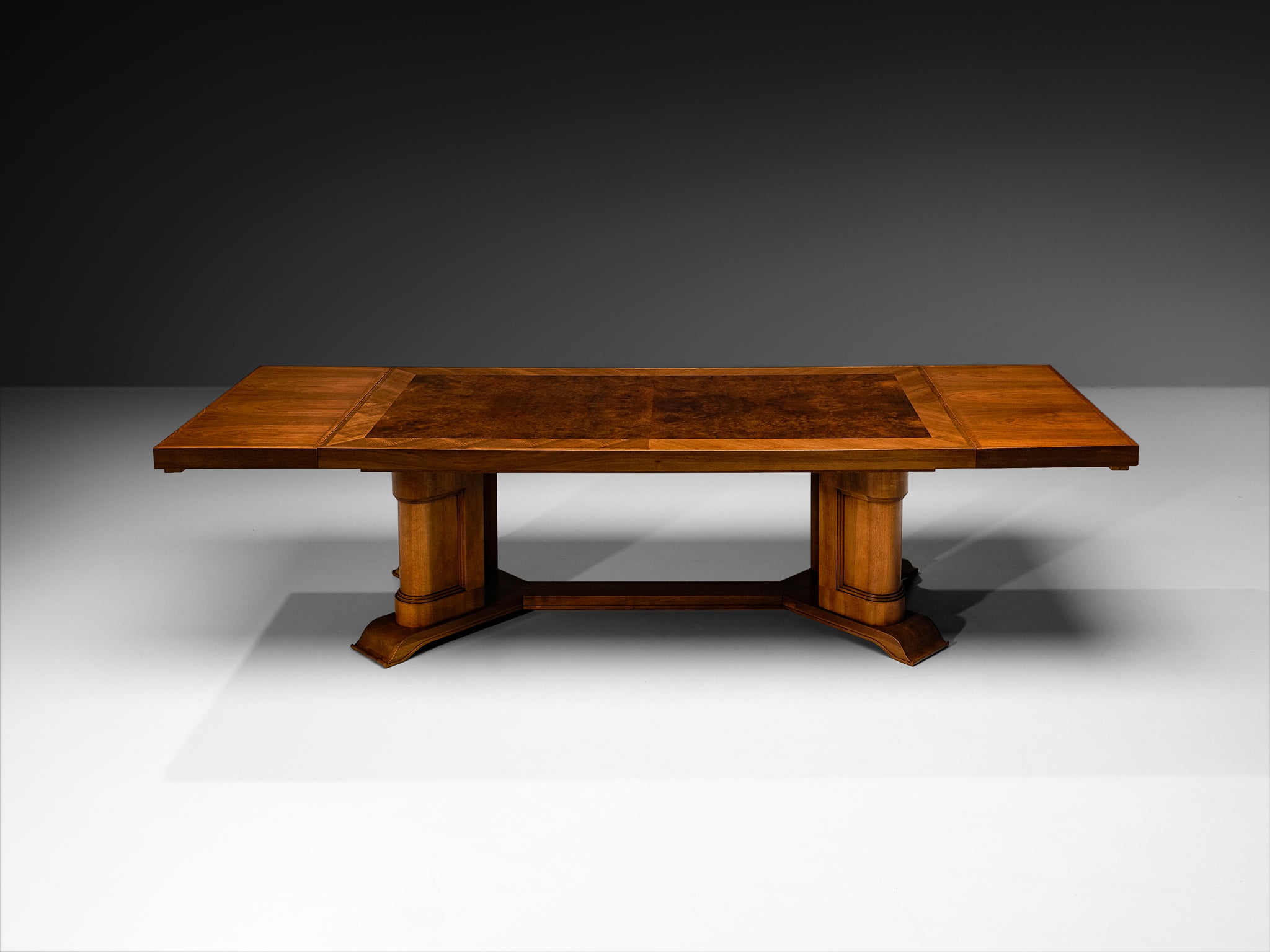 European Art Deco 1930s Dining Table in Walnut Burl Tables Morentz