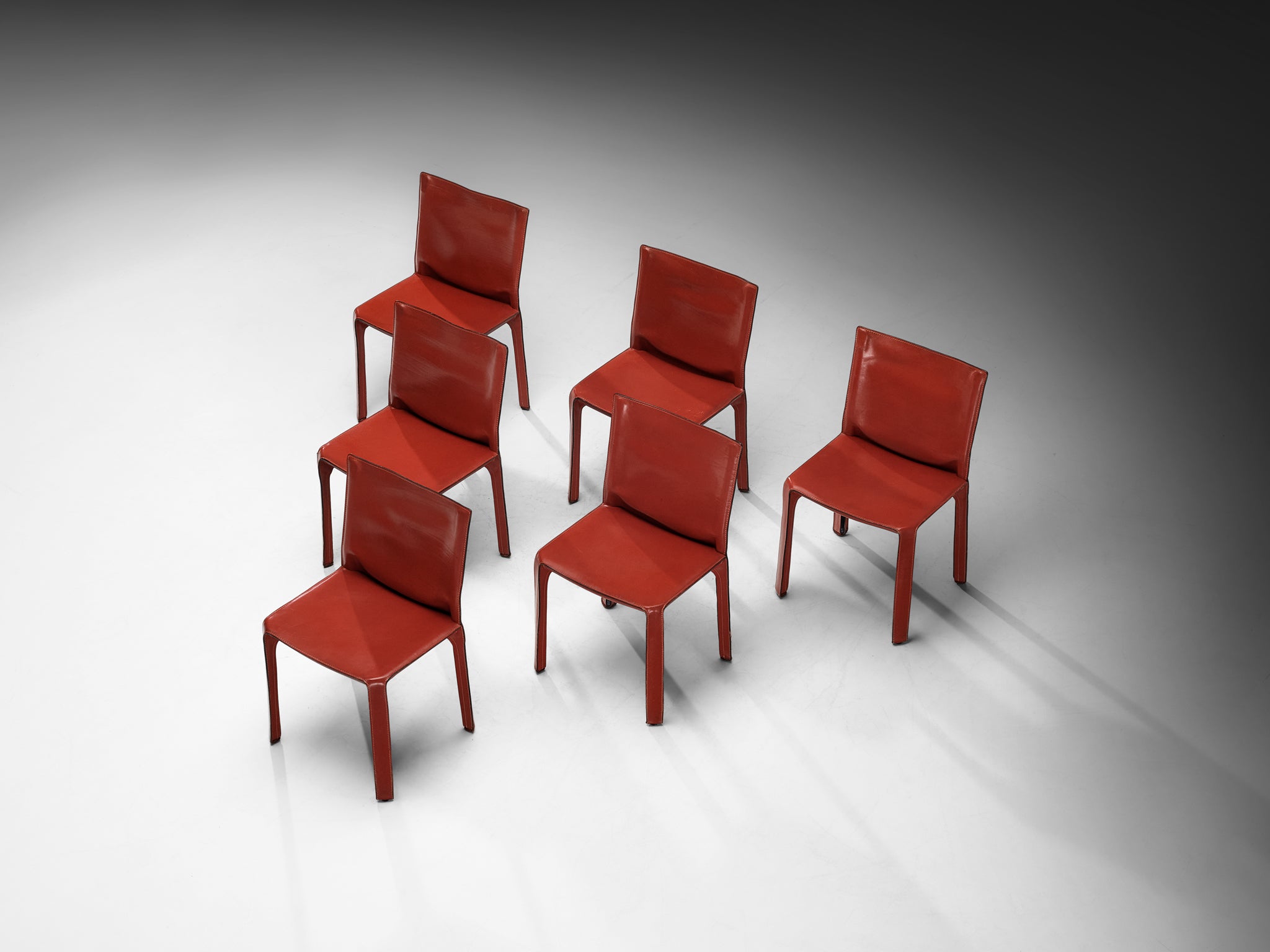 Mario Bellini for Cassina Set of Six 'Cab' Dining Chairs in Red Brown