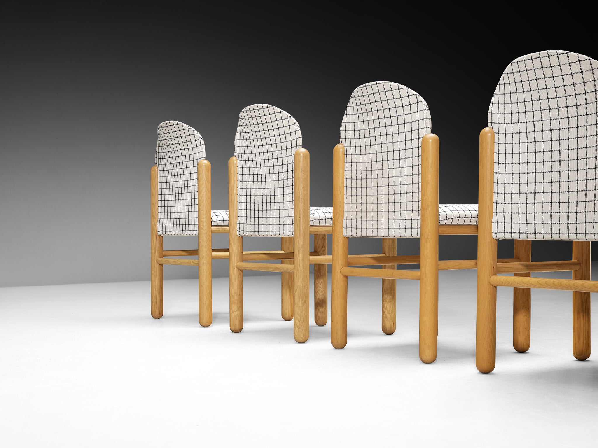 Set of Four 1960s Italian Dining Chairs in Ash Seating Morentz