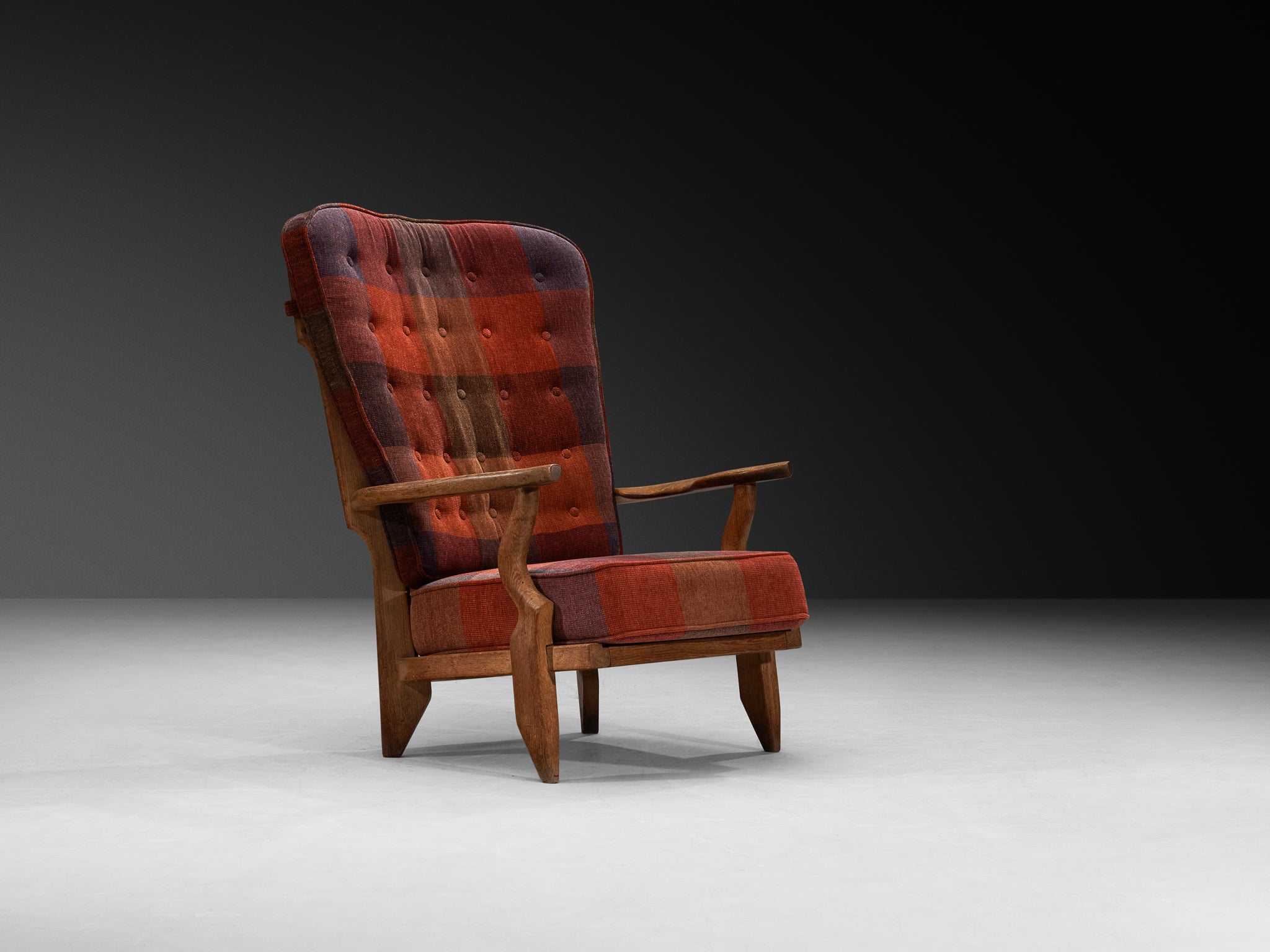 Guillerme & Chambron Pair of 'Grand Repos' Lounge Chairs in Solid Oak Seating Morentz