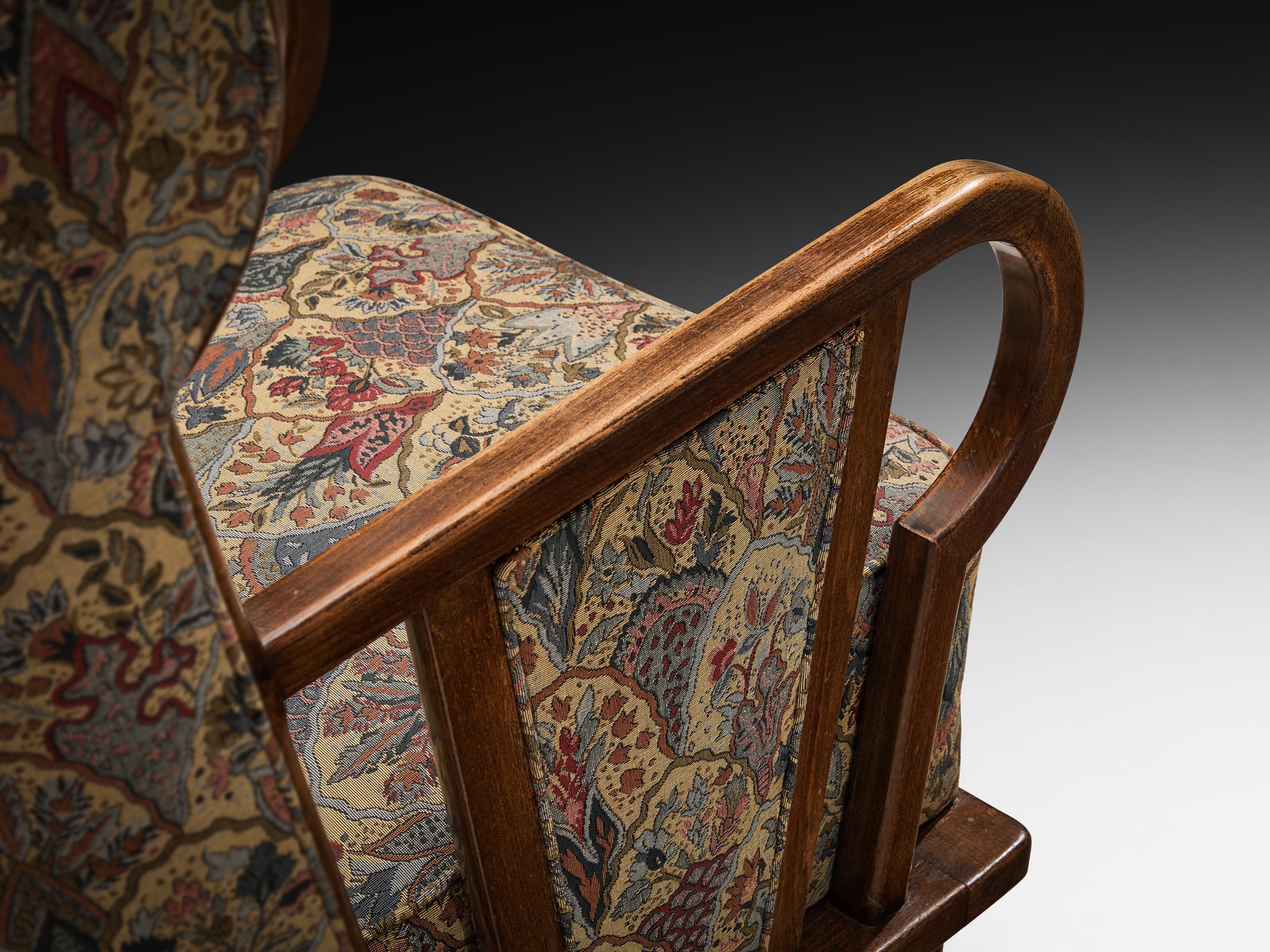 Pair of Art Deco Lounge Chairs in Patterned Fabric Seating Morentz