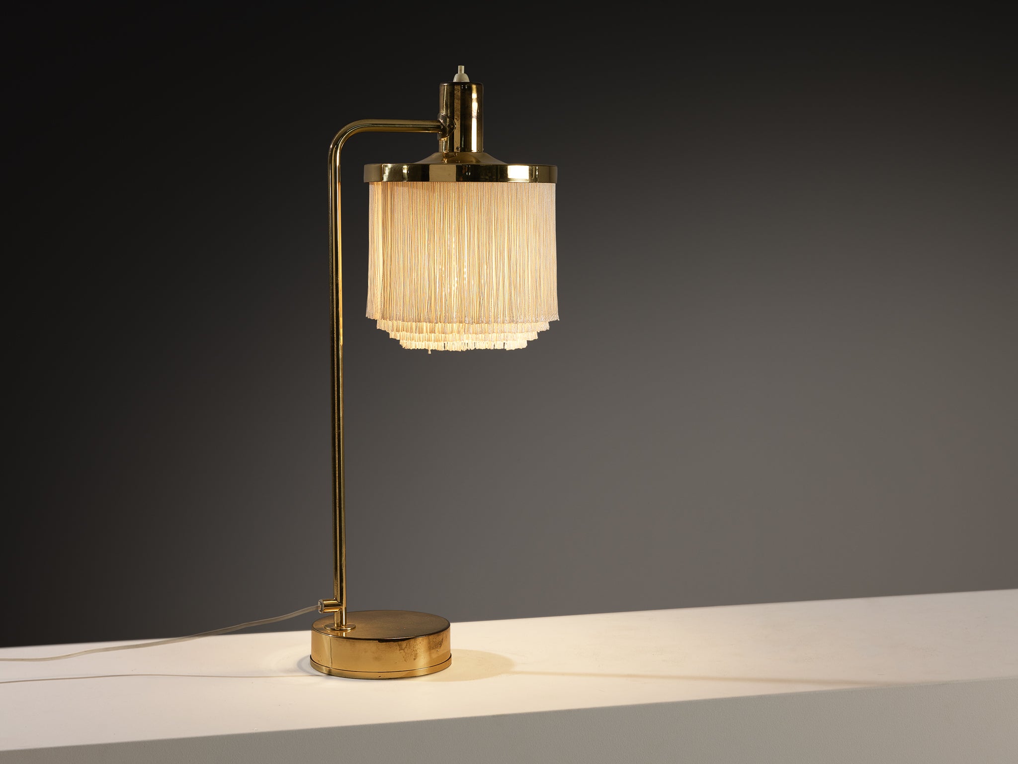 Hans Agne Jakobsson 'B140' Table Lamp in Brass with Silk Fringe Lighting Morentz