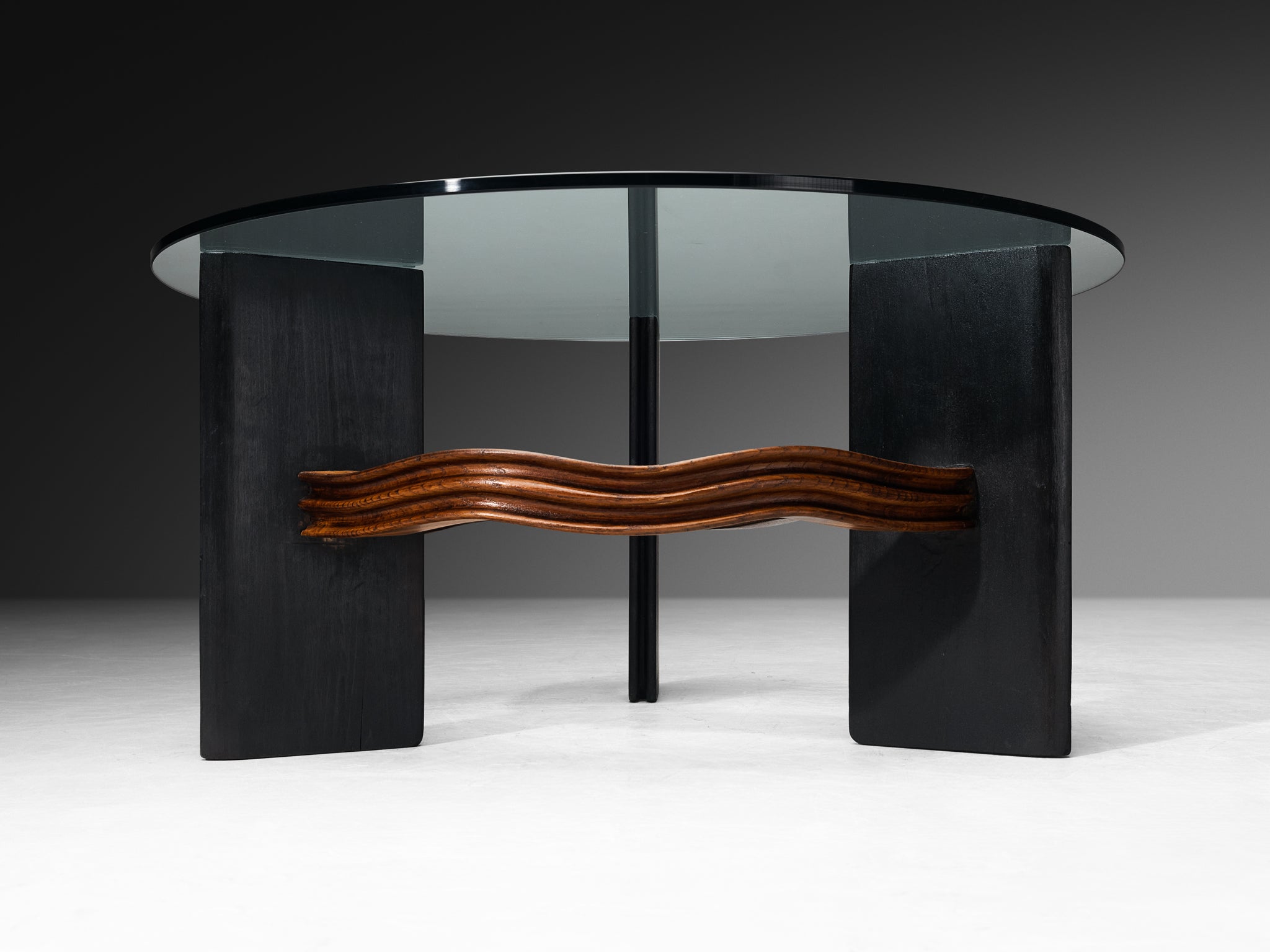 Ernesto Valabrega for Vittorio Valabrega Coffee Table in Chestnut and Glass Tables Morentz