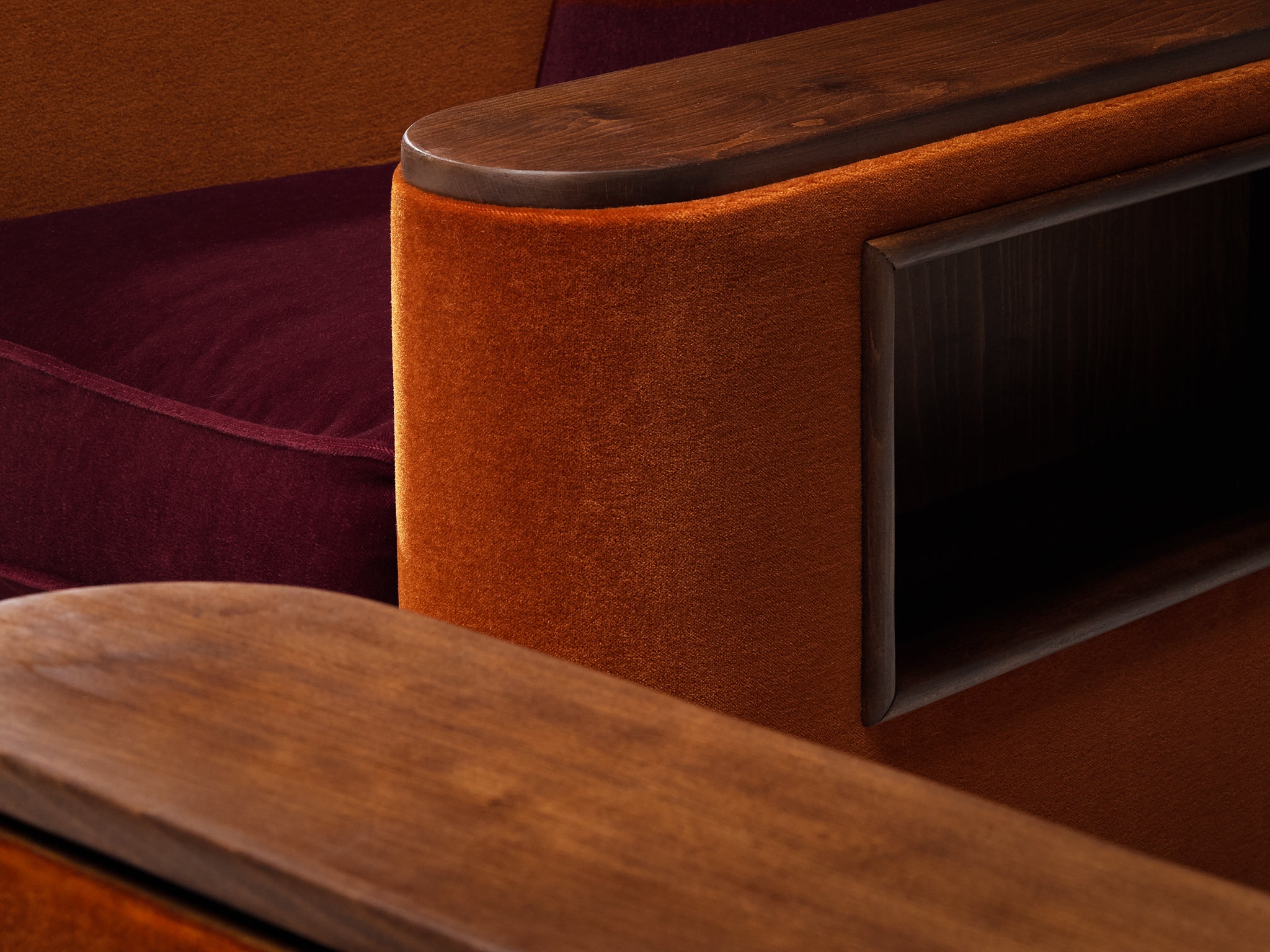 Rare Jean Pascaud Pair of Lounge Chairs with Compartments in Pierre Frey Mohair