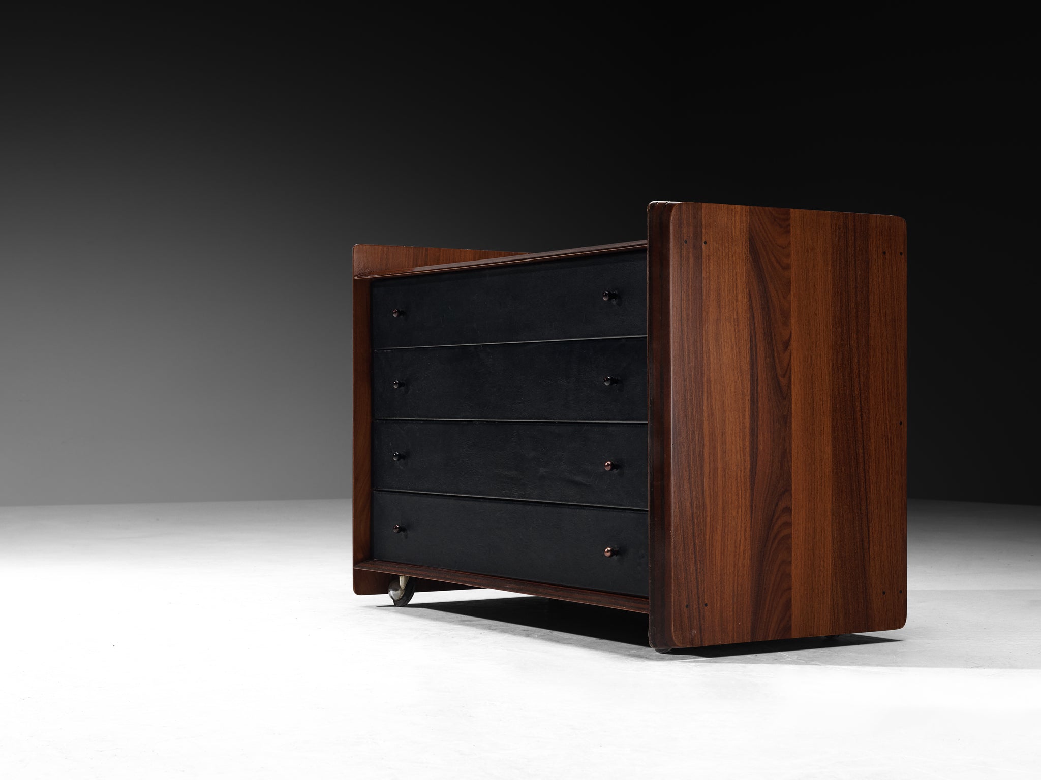 Afra & Tobia Scarpa for Maxalto 'Artona' Chest of Drawers in Black Leather and Walnut