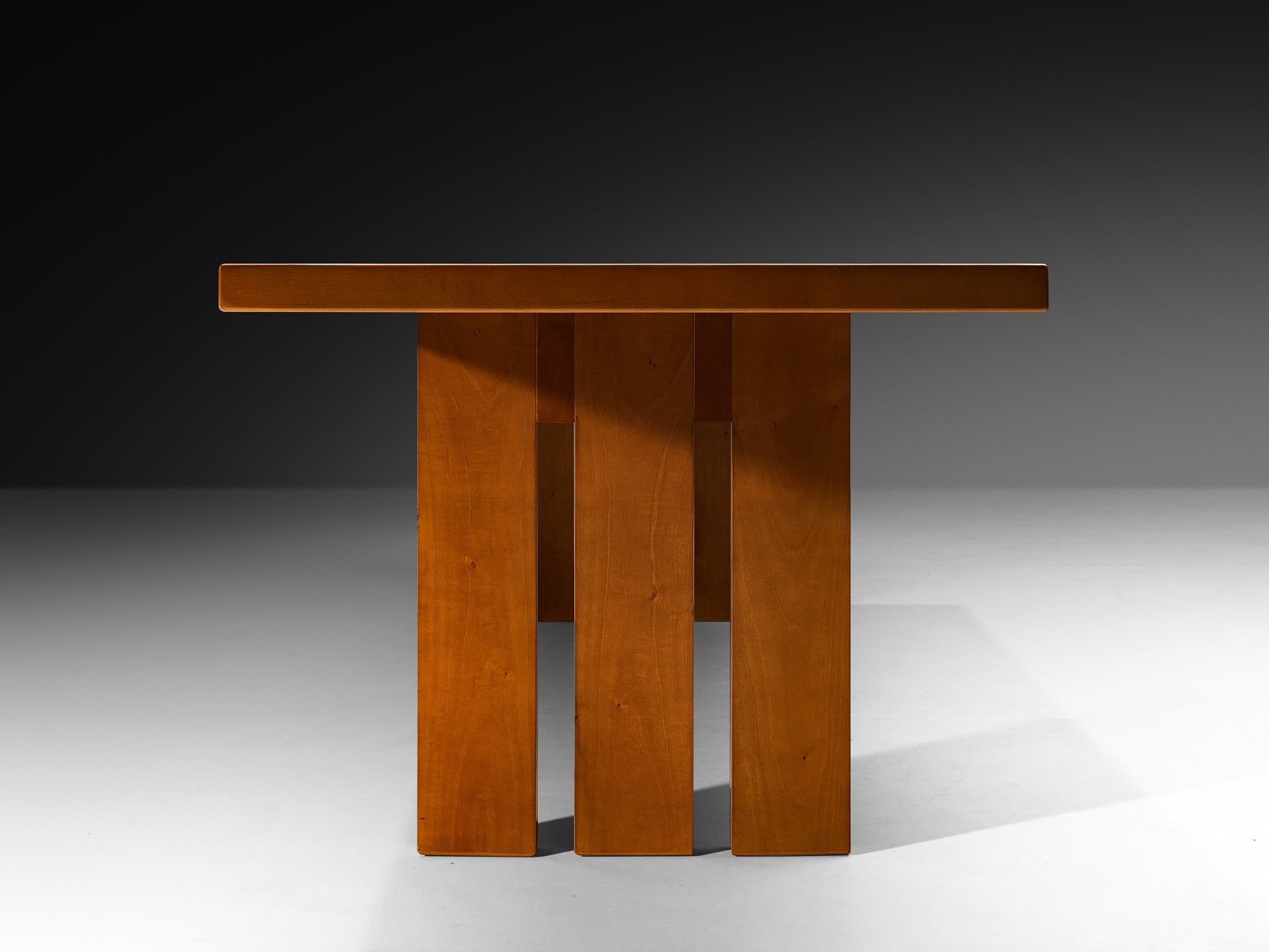 Monolithic Italian Postmodern Large Dining Table in Walnut Wood 280cm/110in