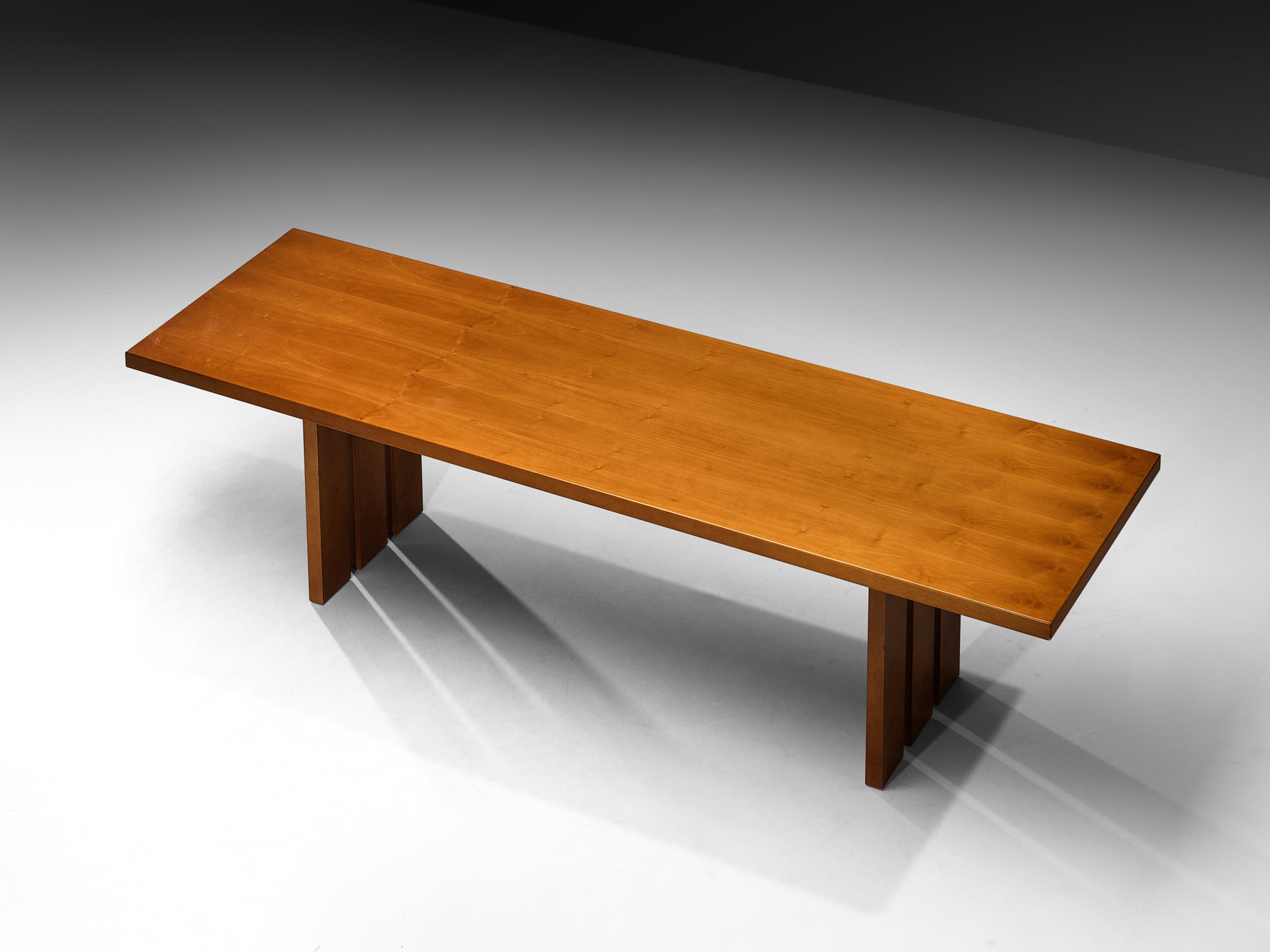 Monolithic Italian Postmodern Large Dining Table in Walnut Wood 280cm/110in
