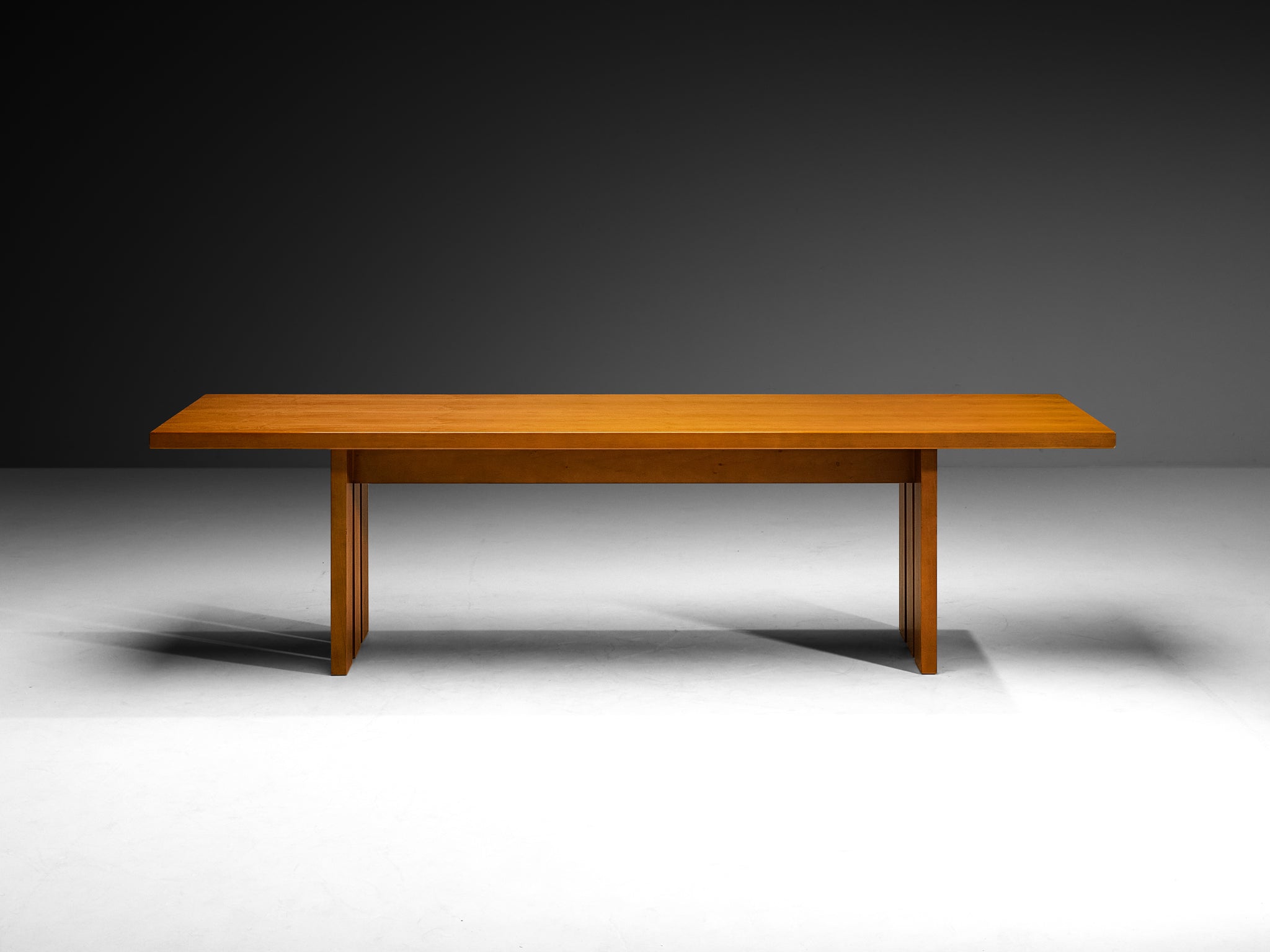 Monolithic Italian Postmodern Large Dining Table in Walnut Wood 280cm/110in
