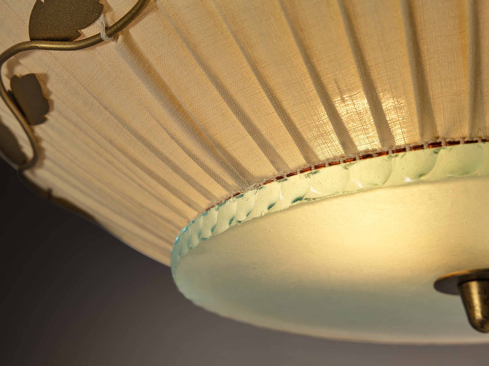 Scandinavian Modern ASEA Chandelier with Brass Leaf Ornaments