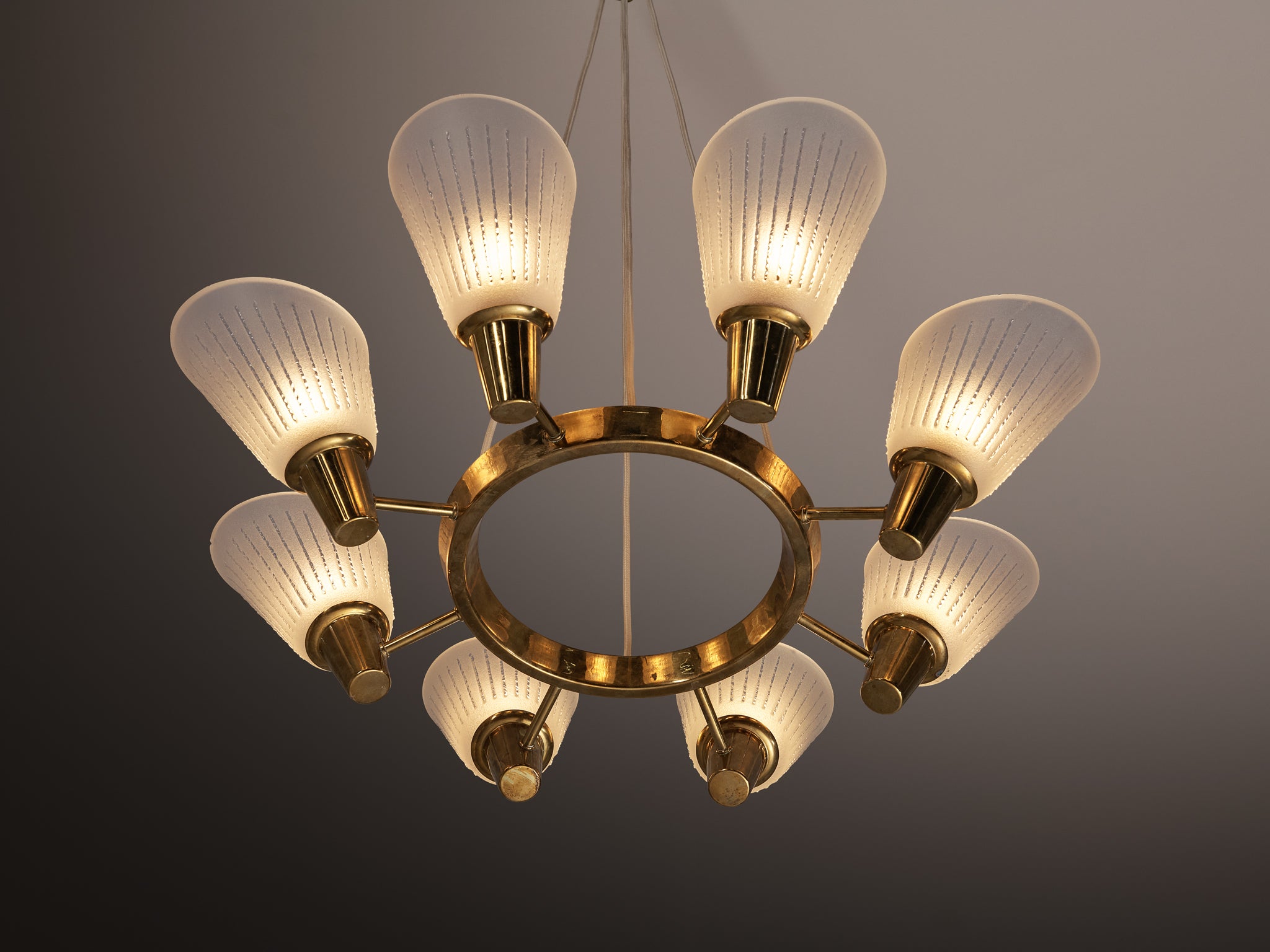 Harald Notini and Eller Uno Westerberg for Chandelier in Brass and Glass Lighting Morentz