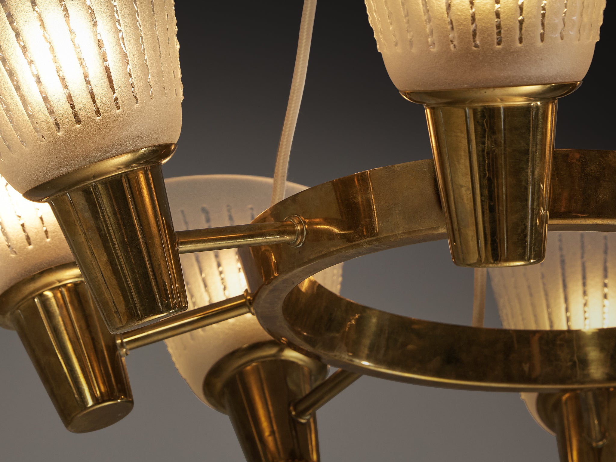 Harald Notini and Eller Uno Westerberg for Chandelier in Brass and Glass Lighting Morentz