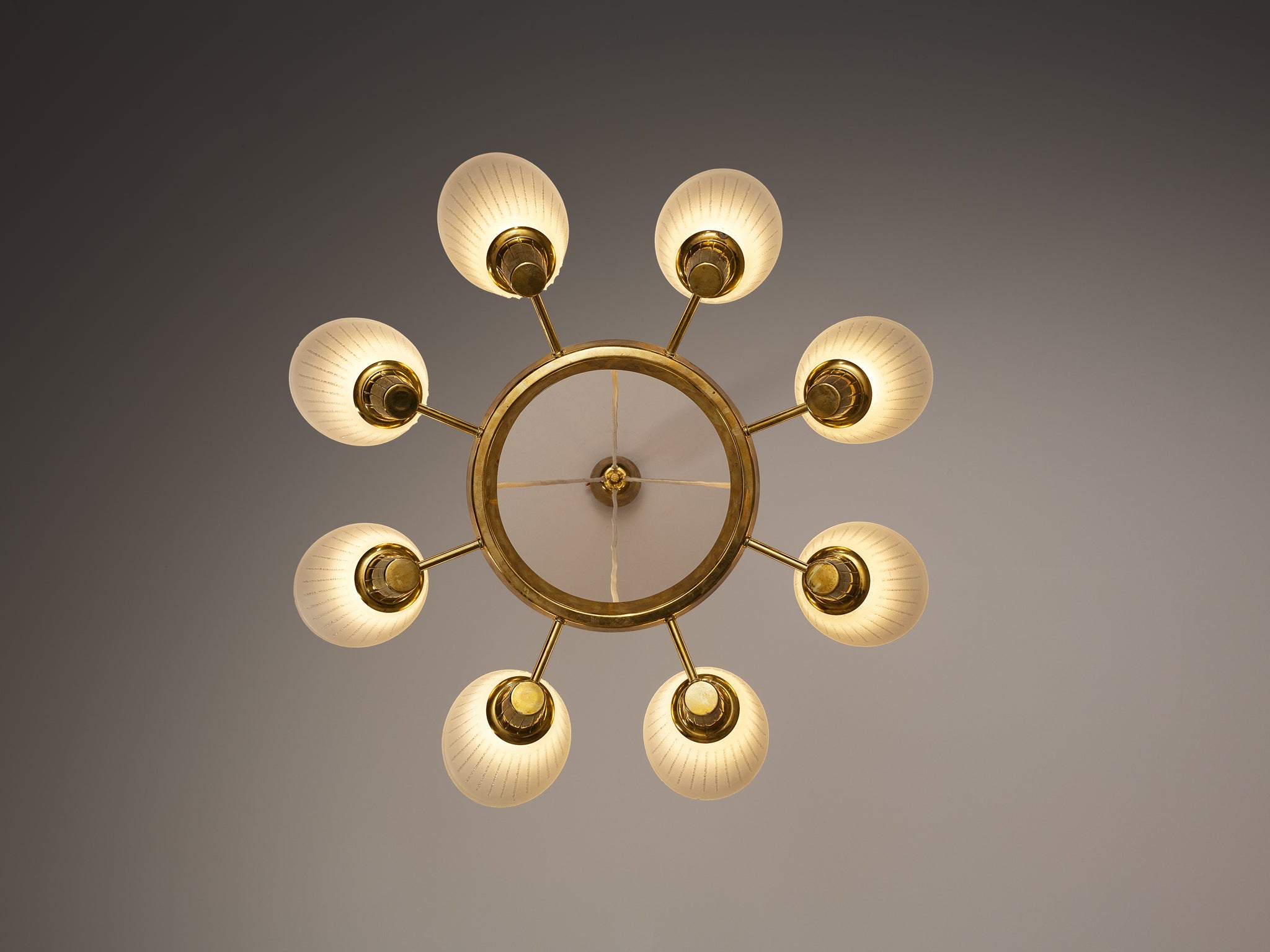Harald Notini and Eller Uno Westerberg for Chandelier in Brass and Glass Lighting Morentz