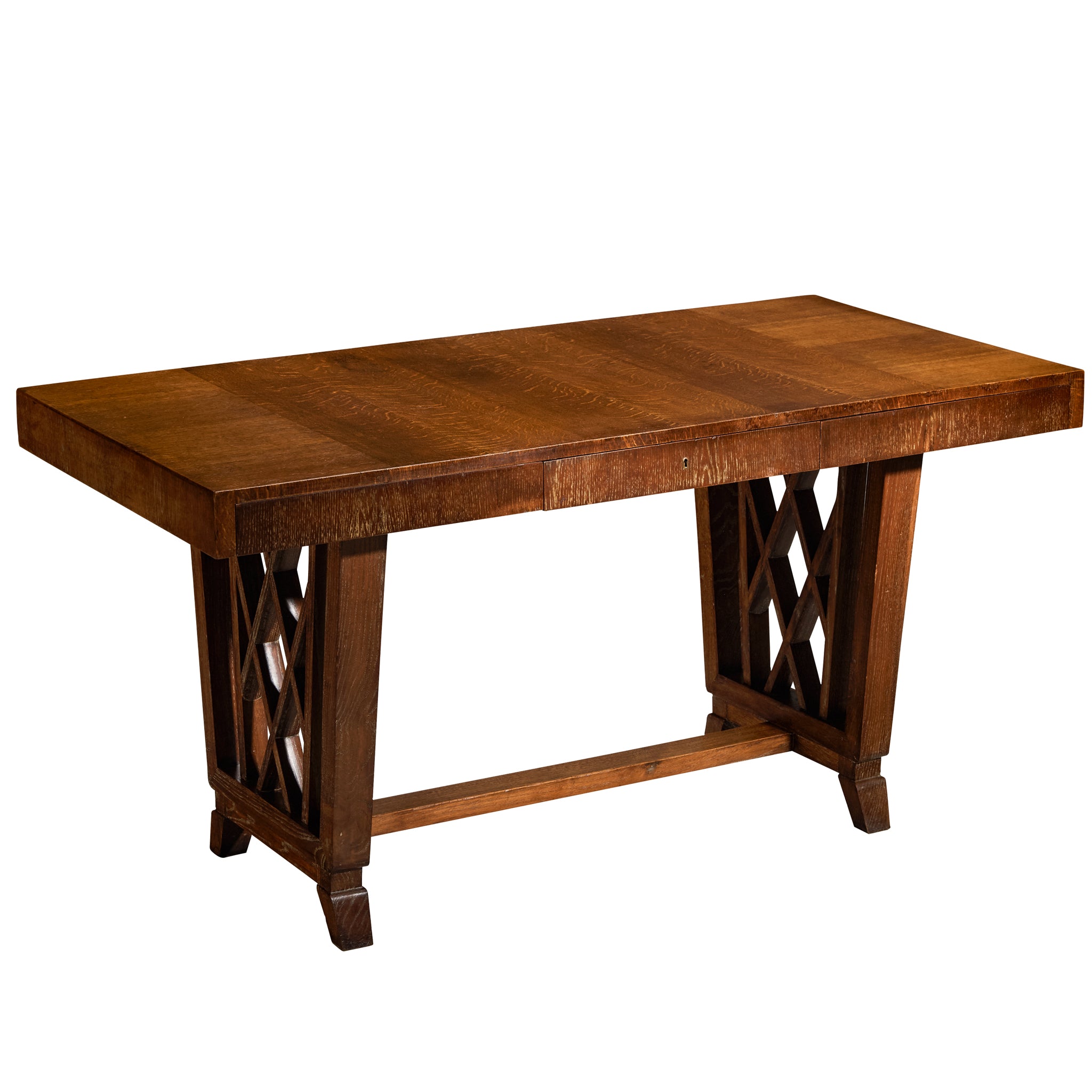 Ernesto Valabrega for Vittorio Valabrega Art Deco Desk in Cerused Oak Tables Morentz