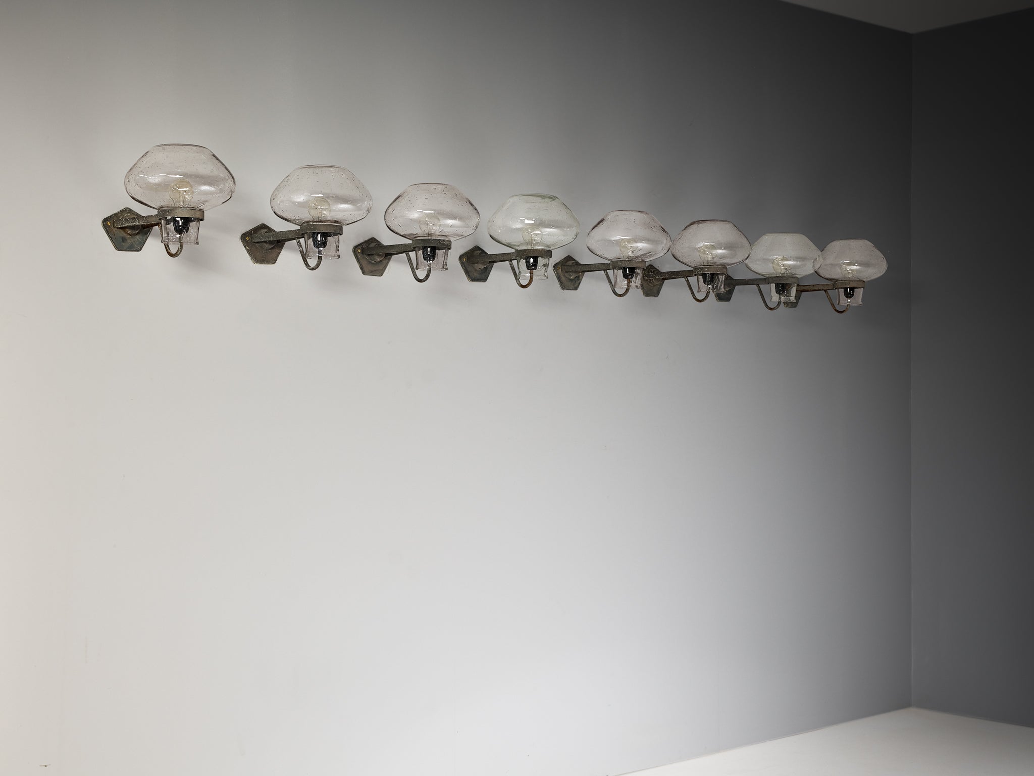 Gunnar Asplund for ASEA Wall Lights in Blown Glass and Metal Lighting Morentz