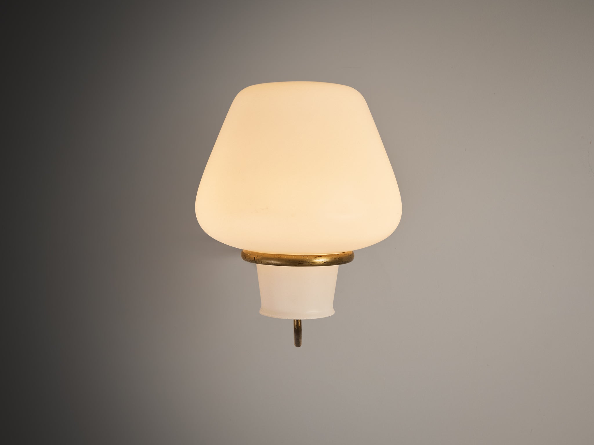 Gunnar Asplund for ASEA Set of Four Wall Lights in Opaline Glass and Brass
