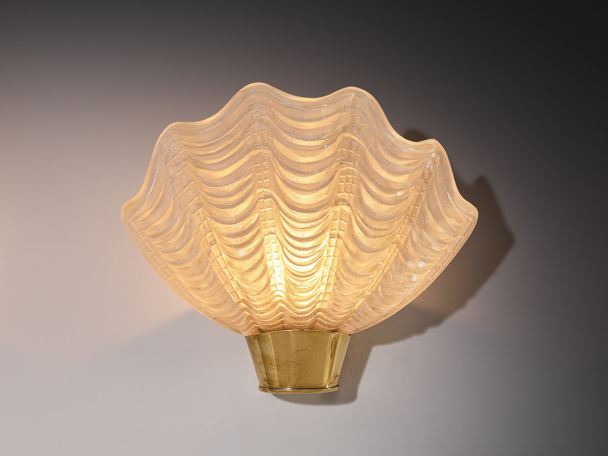 Set of Six ASEA 'Coquille' Shell Shaped Wall Lights in Brass and Glass Lighting Morentz
