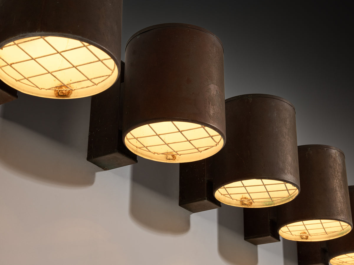Large Swedish Wall Lights in Patinated Copper Lighting Morentz