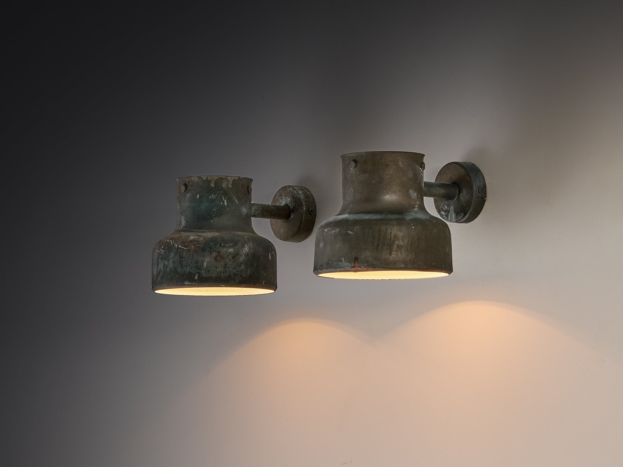 Anders Pehrson for Ateljé Lyktan Bumling Utomhus Pair of Wall Lights in Copper Lighting Morentz