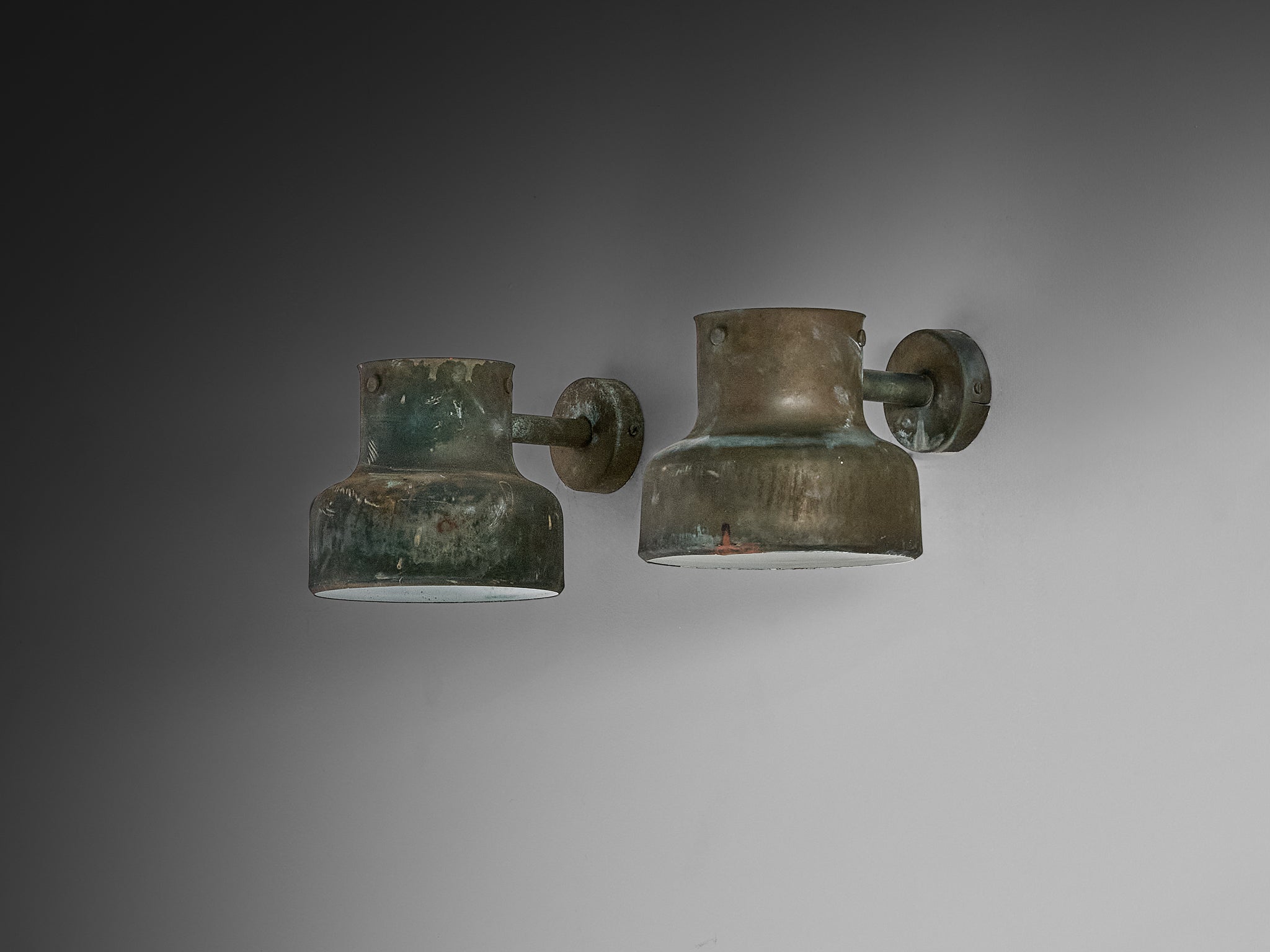 Anders Pehrson for Ateljé Lyktan Bumling Utomhus Pair of Wall Lights in Copper Lighting Morentz