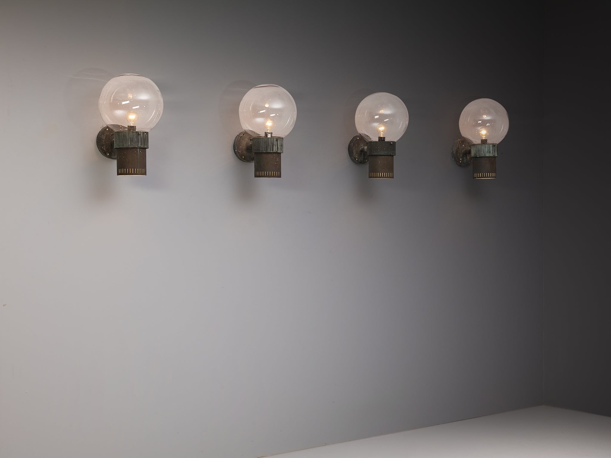 Anders Pehrson for Ateljé Lyktan 'King' Wall Lights in Copper and Blown Glass Lighting Morentz