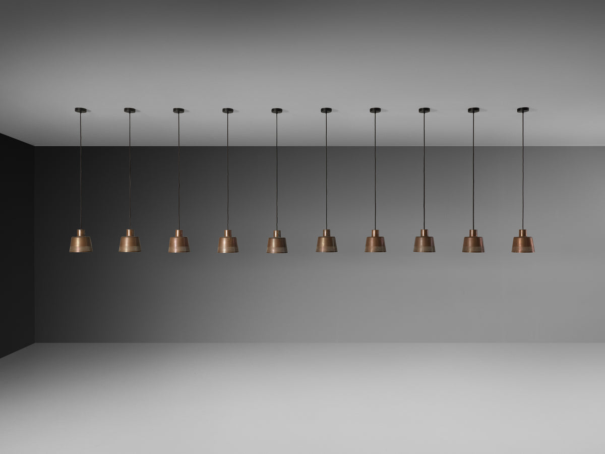 Hans Bergström for Ateljé Lyktan Pendants in Patinated Copper