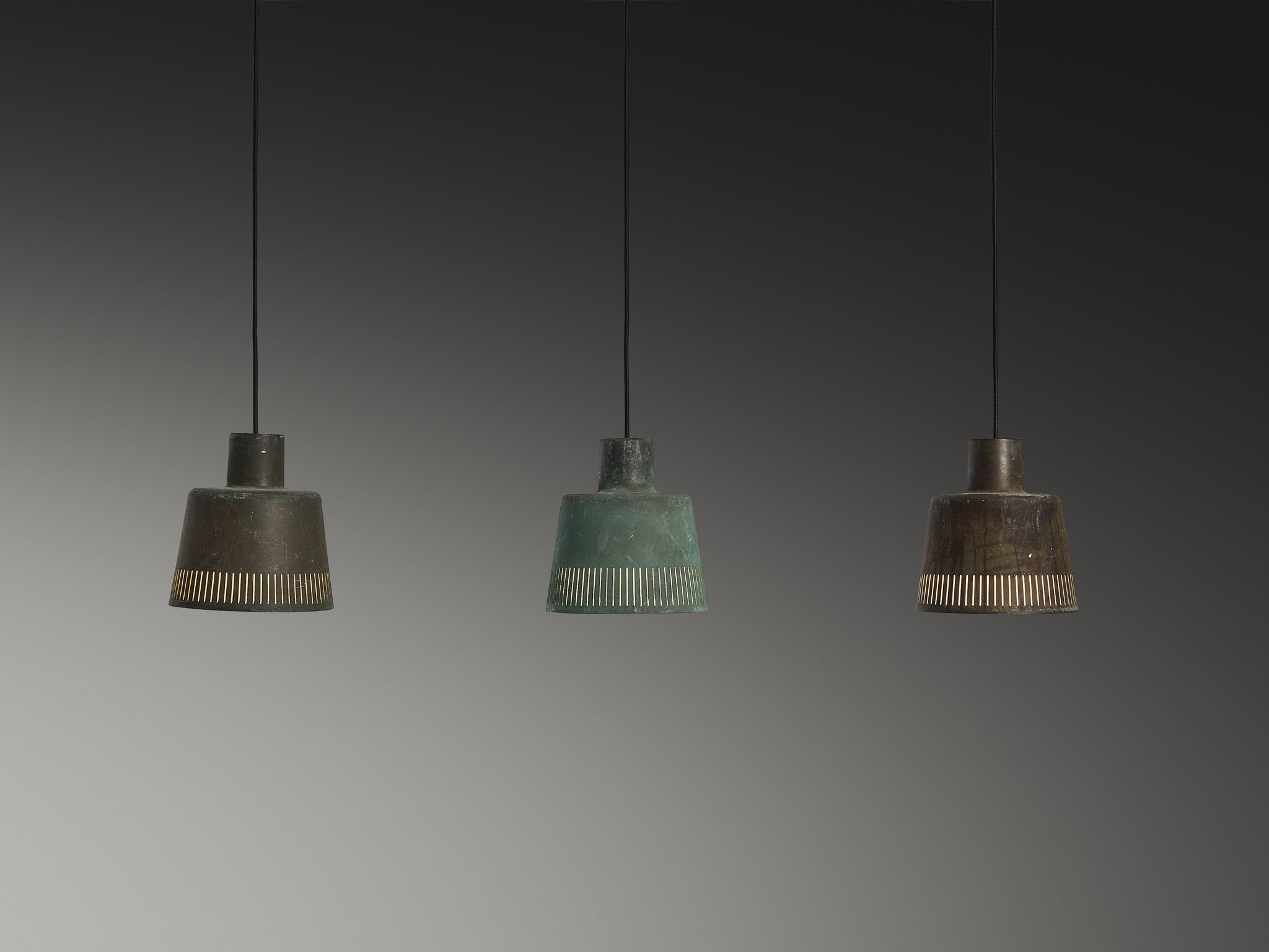 Hans Bergström for Ateljé Lyktan Pendants in Patinated Copper Lighting Morentz