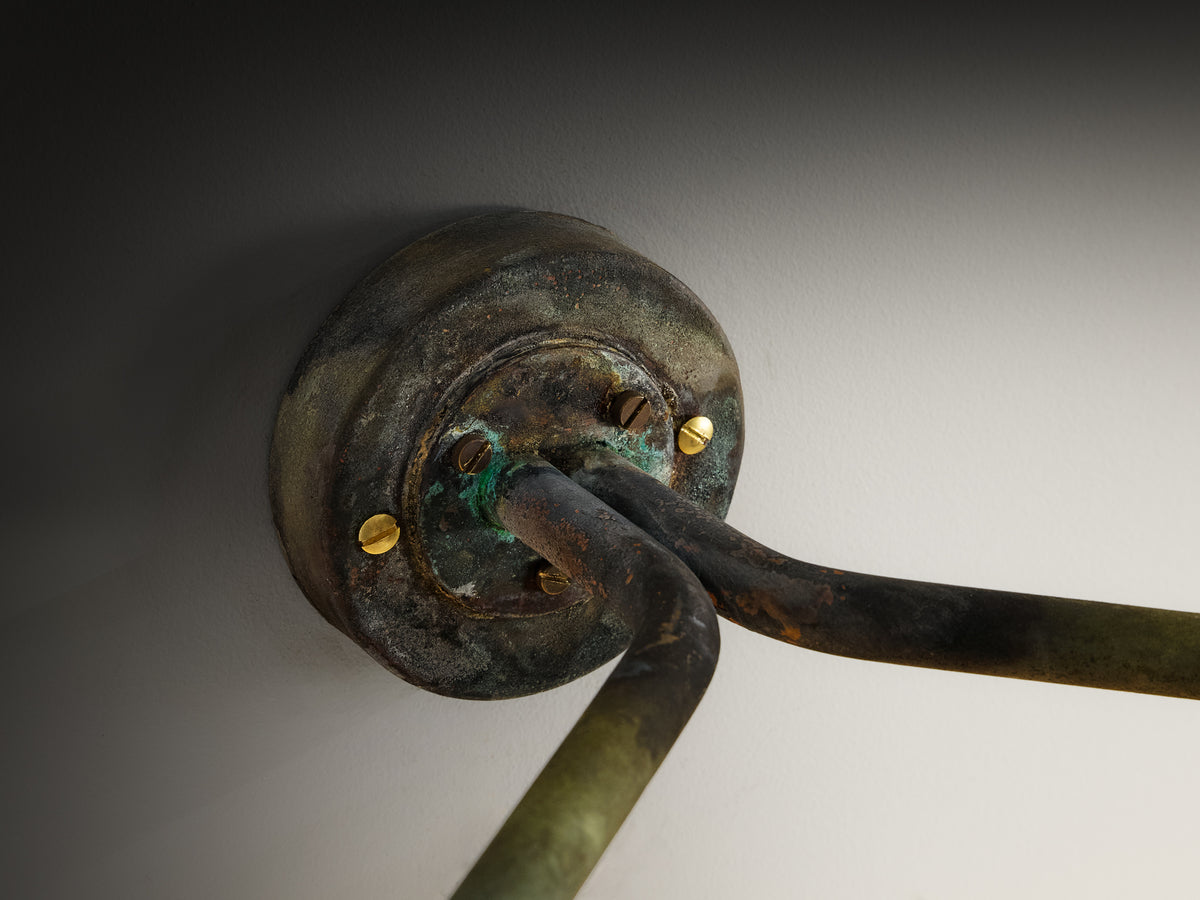 Hans Bergström for Ateljé Lyktan Rare Double Wall Lamps in Patinated Copper Lighting Morentz