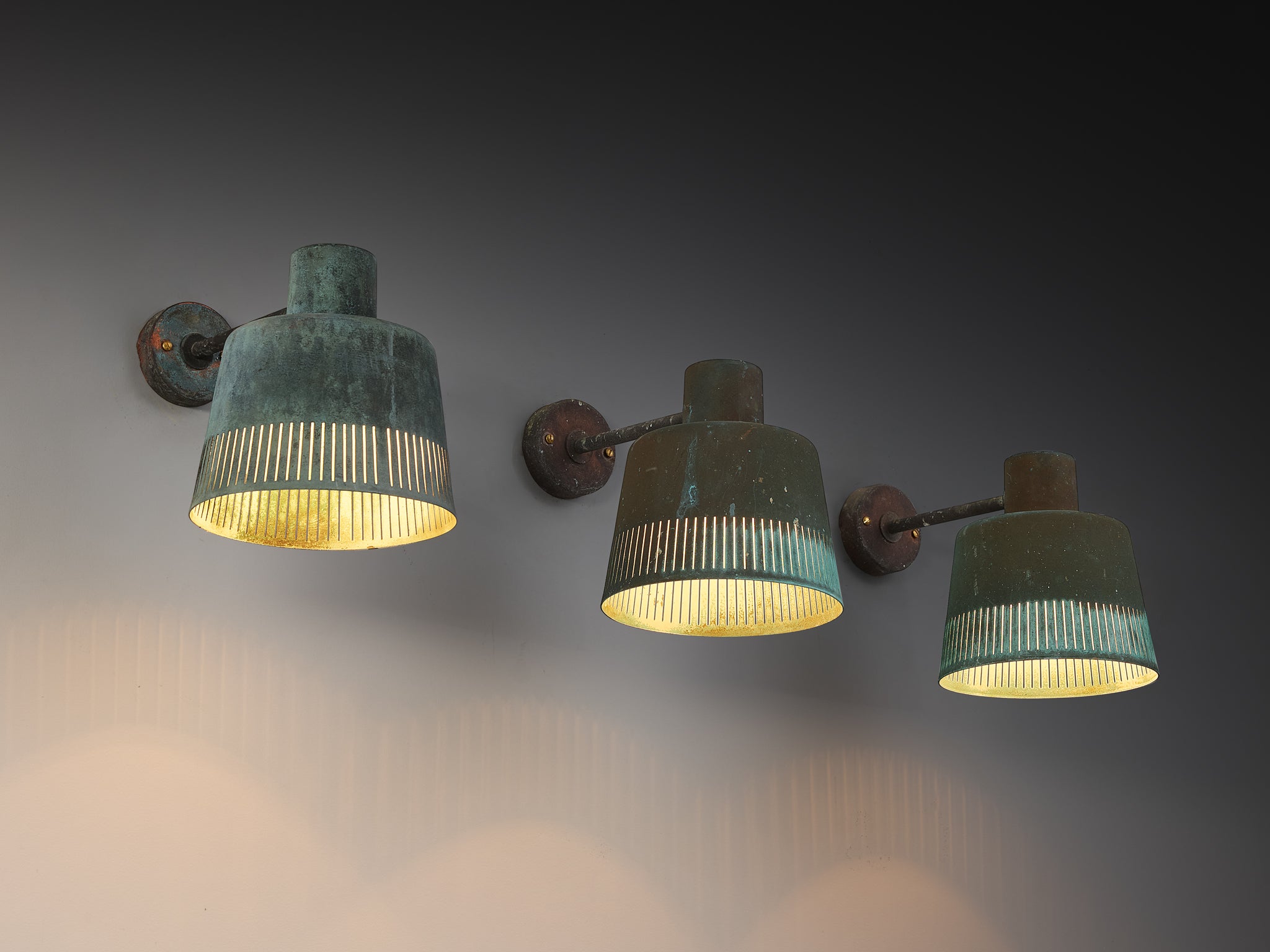 Hans Bergström for Ateljé Lyktan Wall Lights in Patinated Copper Lighting Morentz
