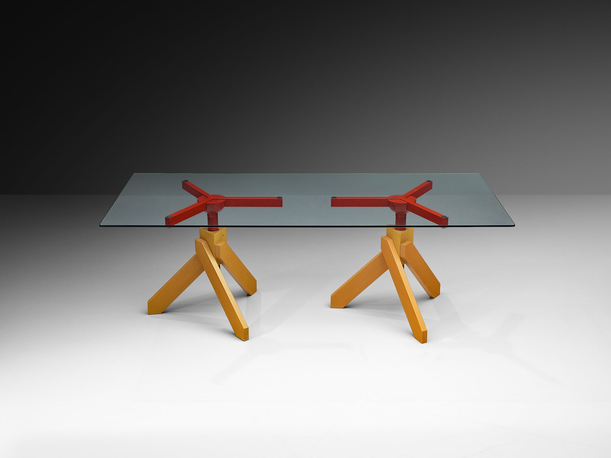 Vico Magistretti for De Padova 'Vidun' Dining Table with Colorful Geometric Base Tables Morentz