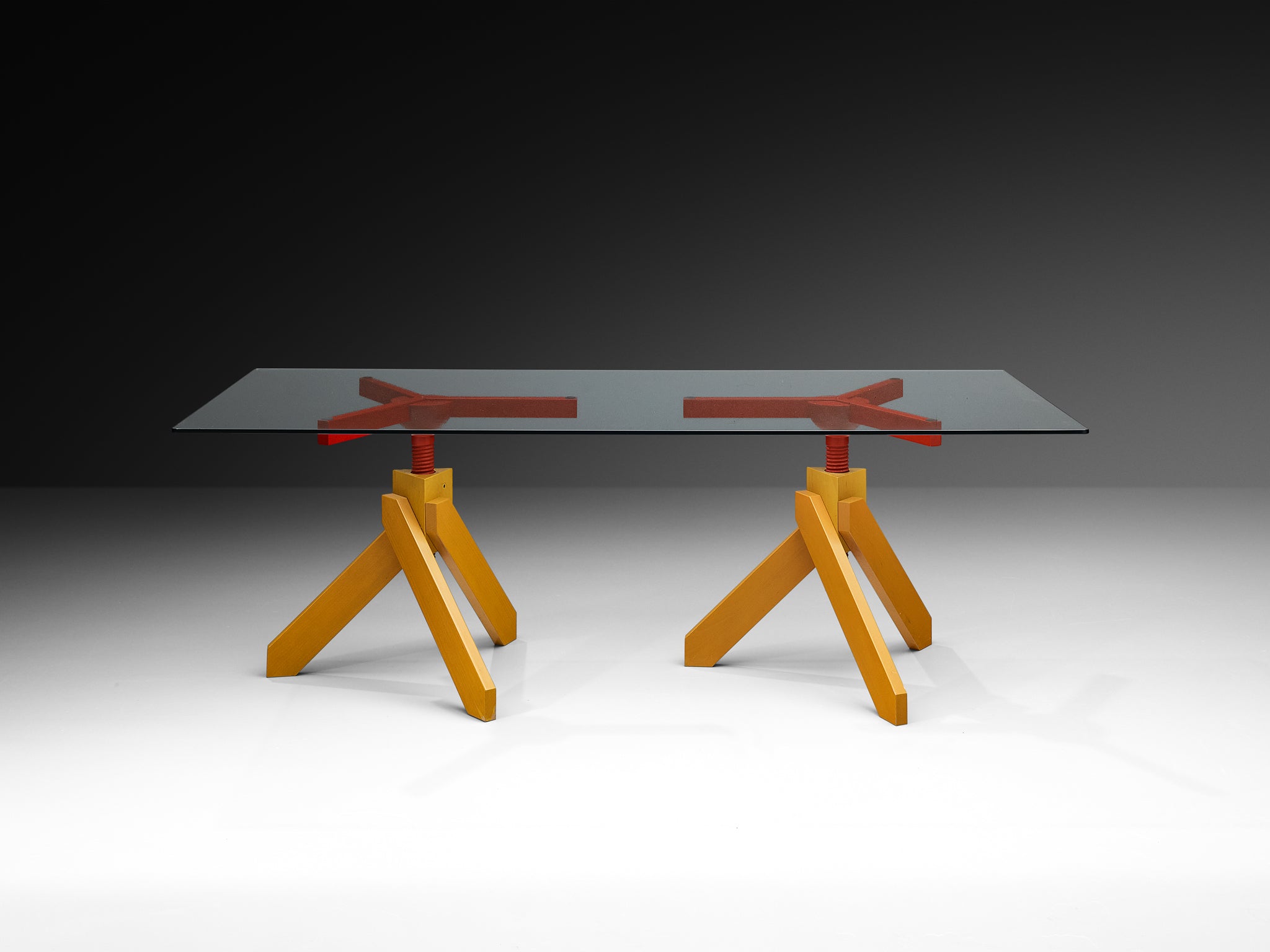 Vico Magistretti for De Padova 'Vidun' Dining Table with Colorful Geometric Base Tables Morentz