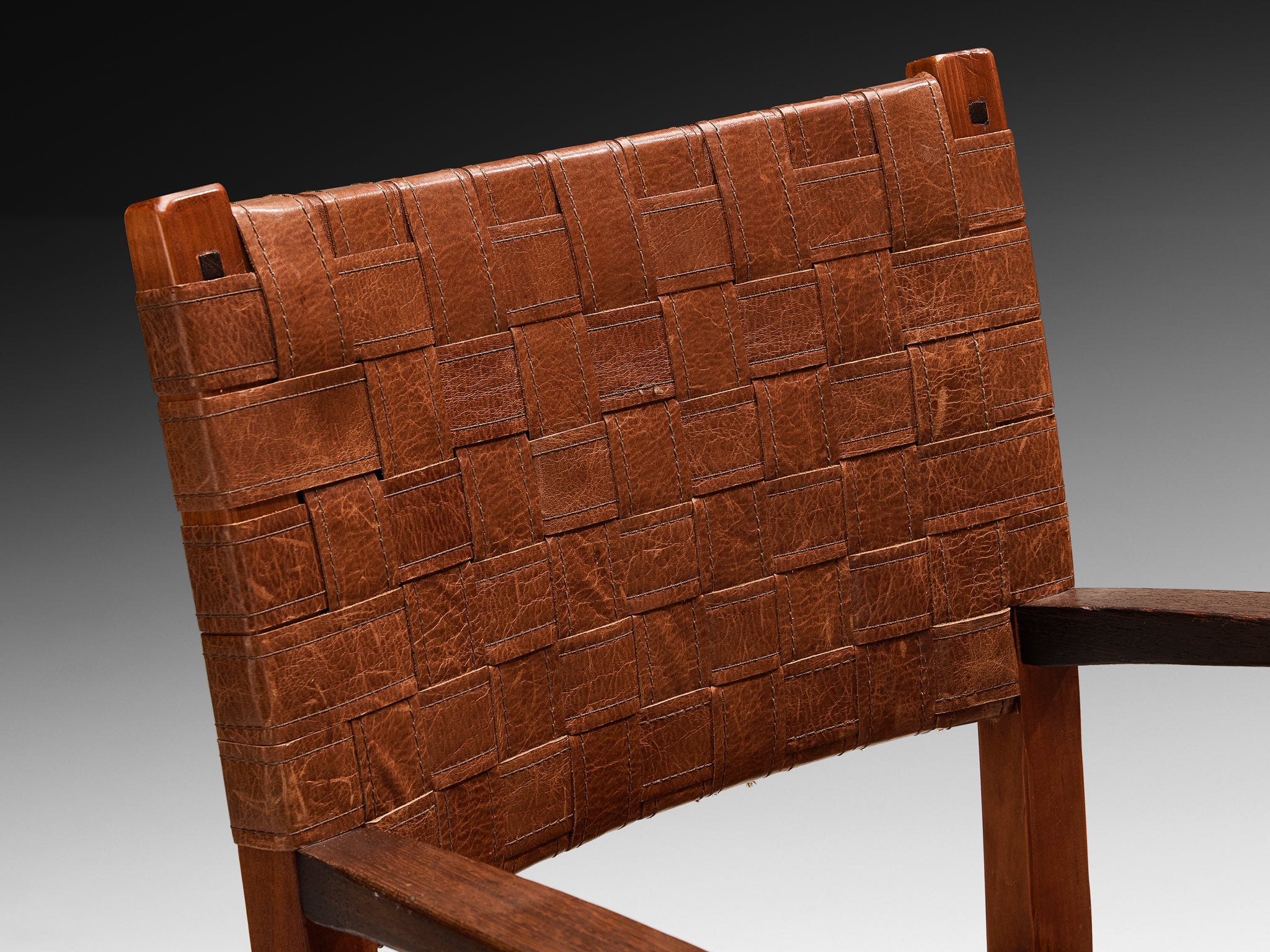 Frits Schuitema Pair of Dining Chairs in Wood and Leather Seating Morentz
