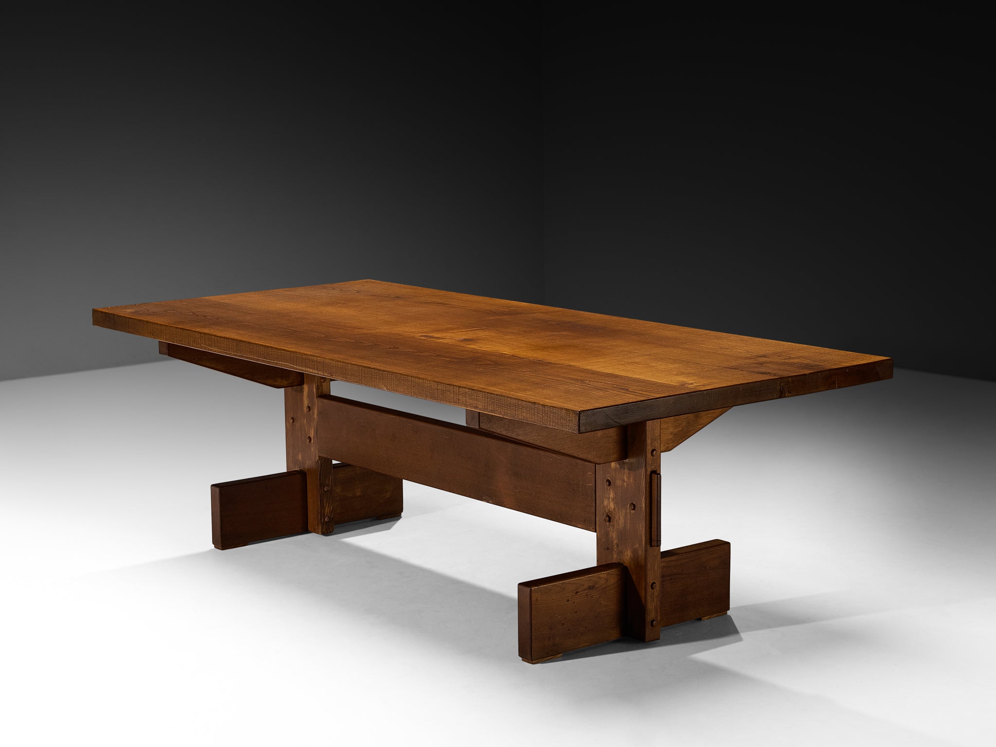 Giuseppe Rivadossi for Officina Rivadossi Trestle Dining Table in Chestnut Tables Morentz