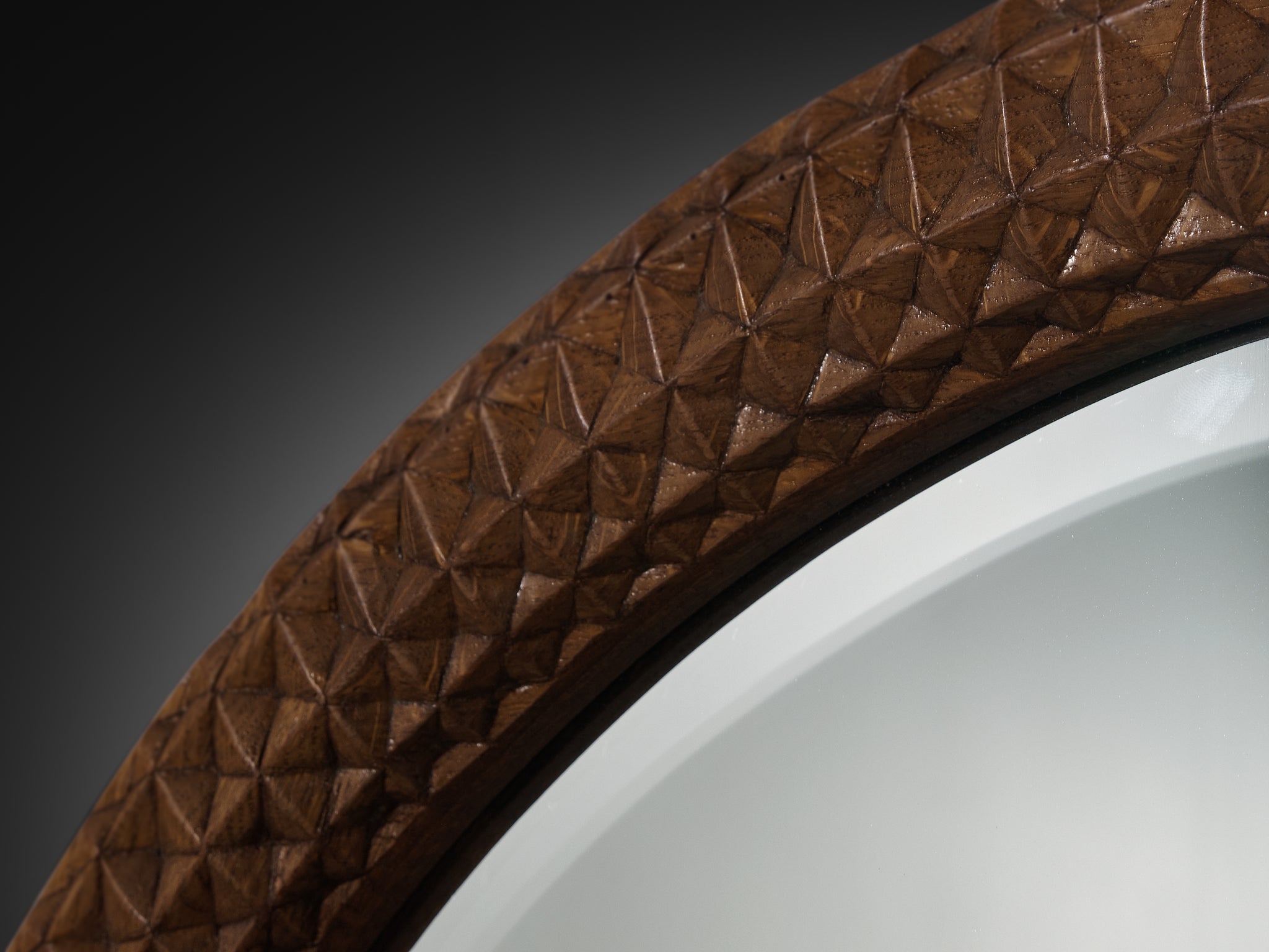 Giuseppe Rivadossi Sculptural Hand-Carved Mirror in Oak Mirrors Morentz