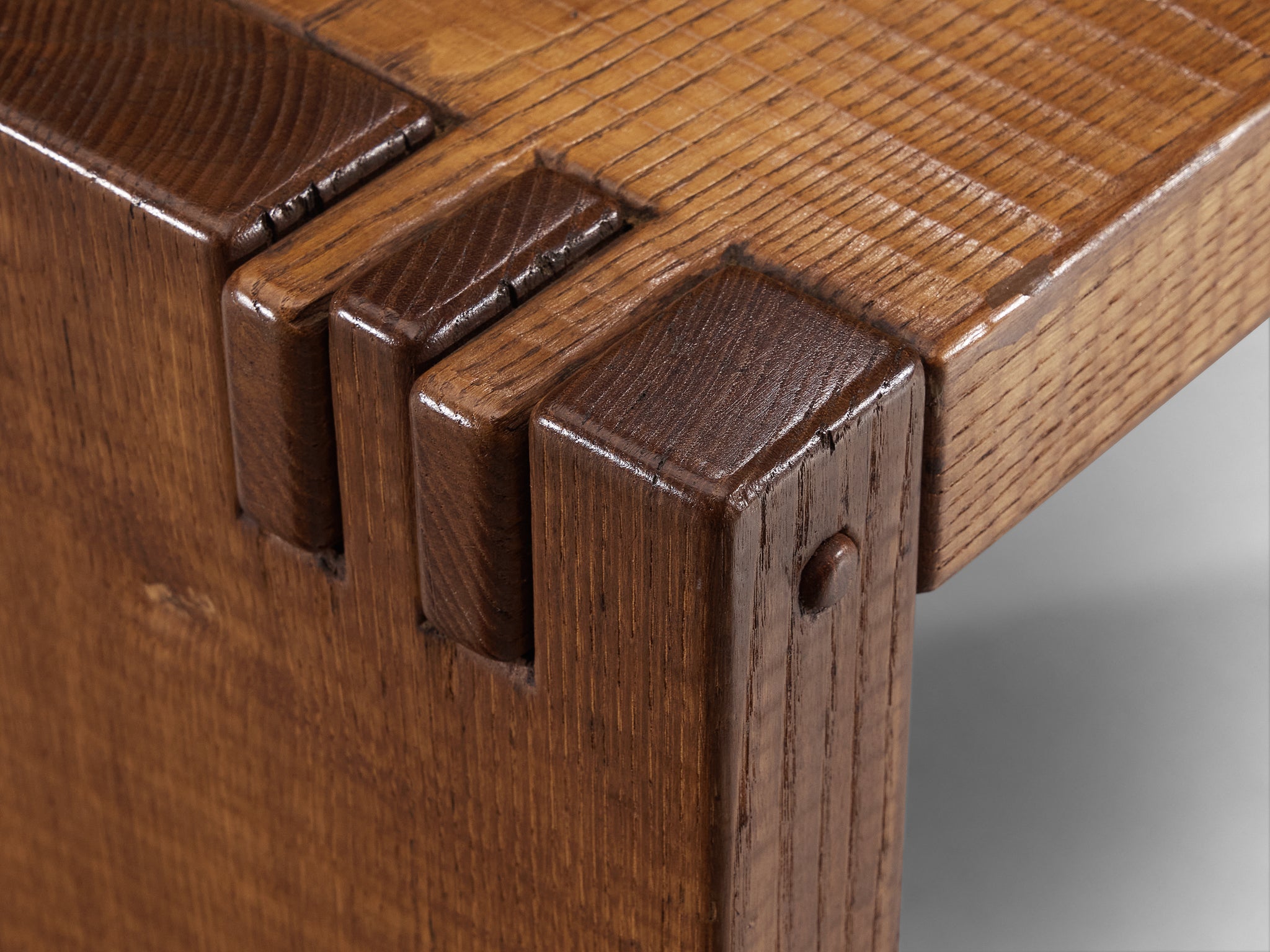 Giuseppe Rivadossi Hand-Carved Coffee Table or Bench in Oak Tables Morentz