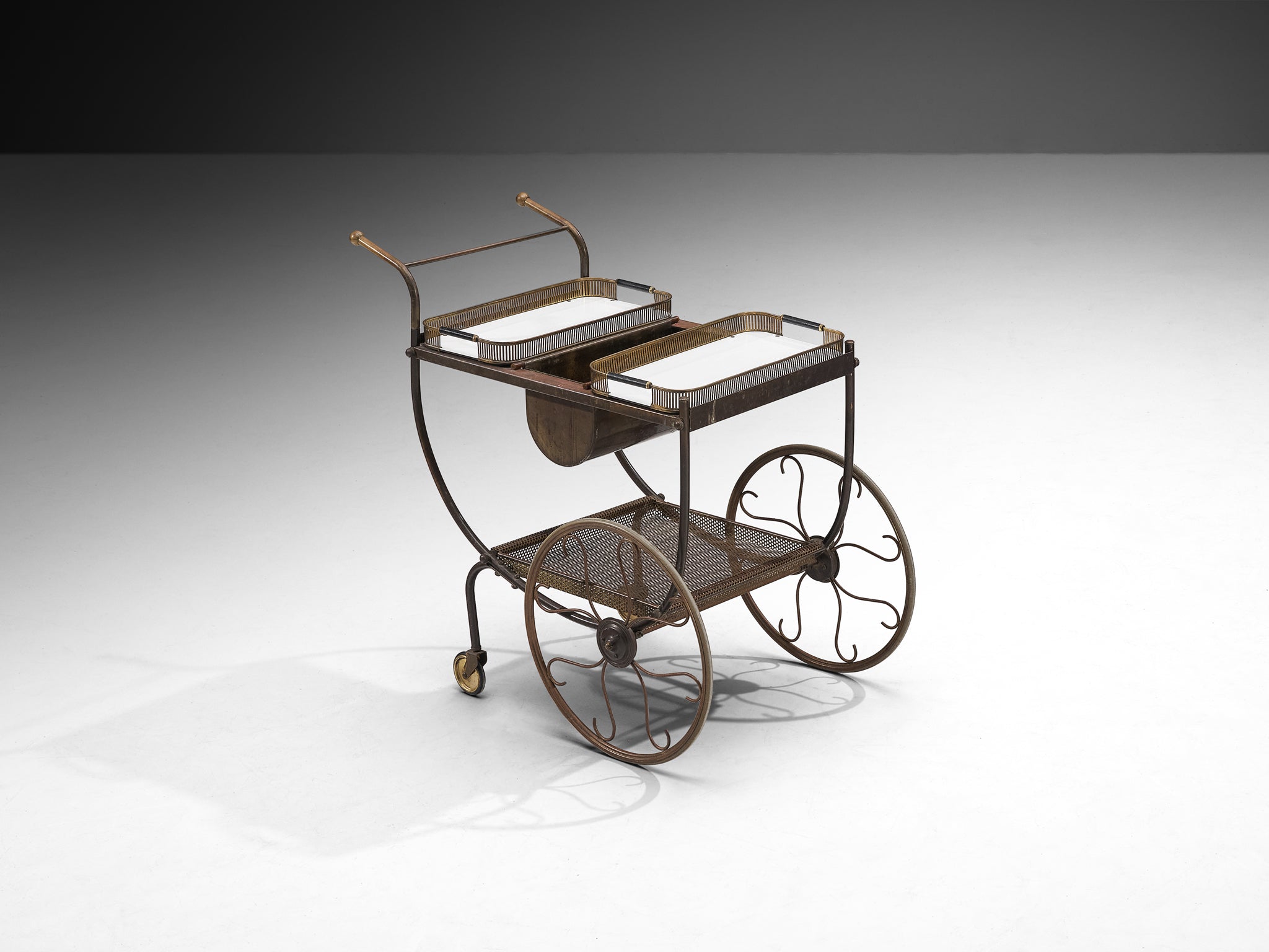 Swedish 1950s Tea Trolley in Brass Tables Morentz